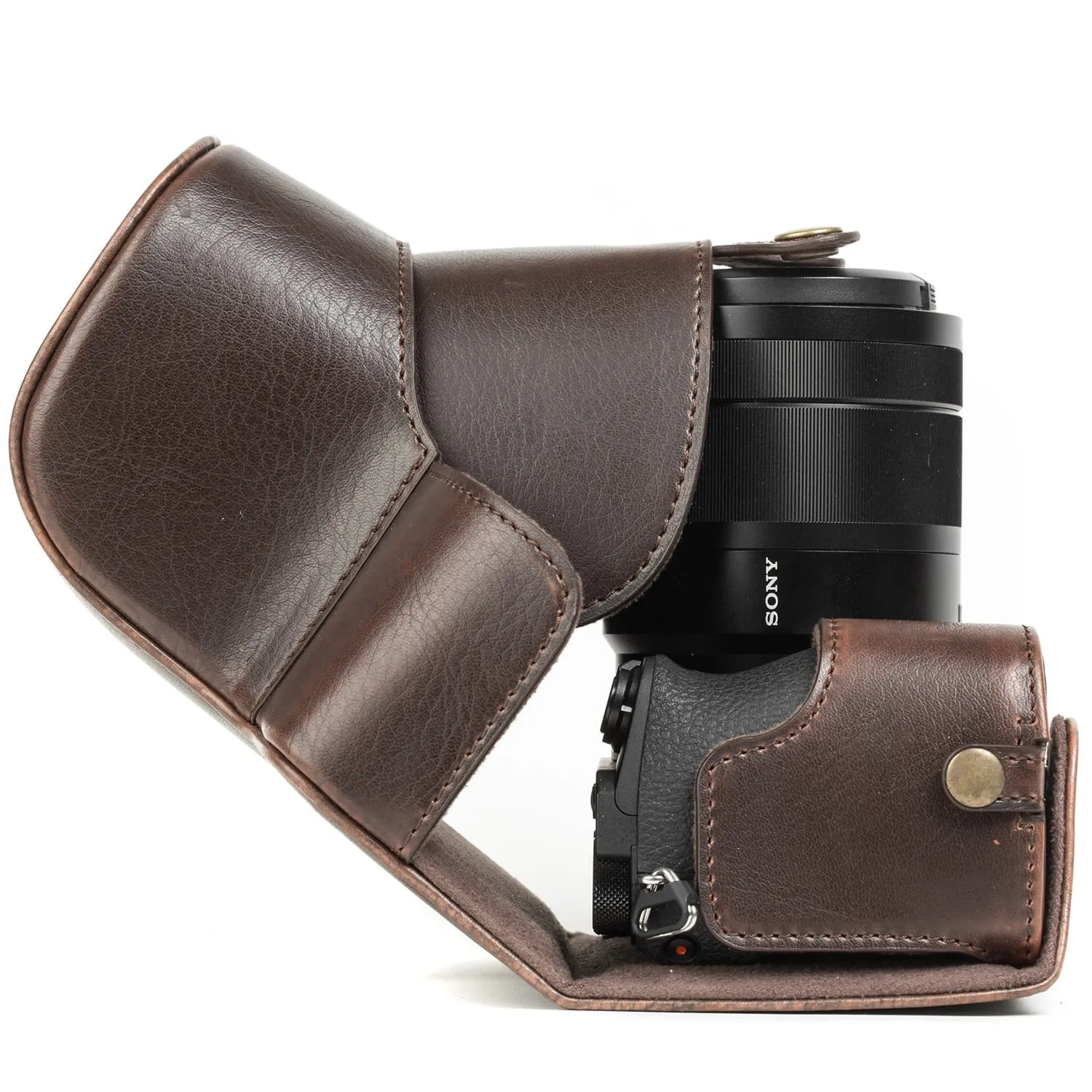 MegaGear Sony Alpha A6500 (18-135mm) Ever Ready Leather Camera Case and Strap