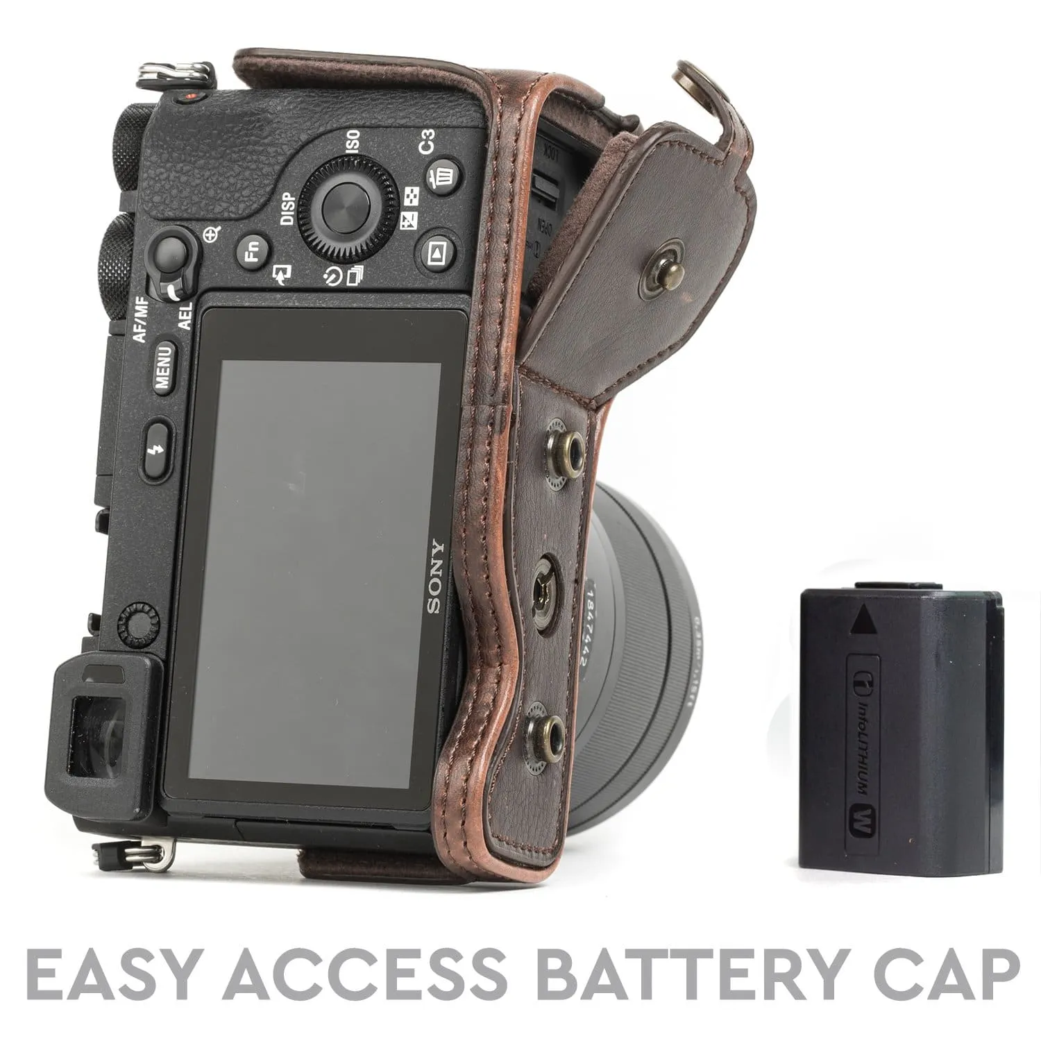 MegaGear Sony Alpha A6500 (18-135mm) Ever Ready Leather Camera Case and Strap