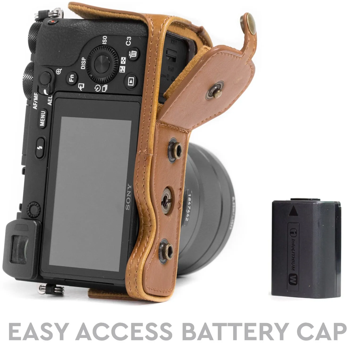 MegaGear Sony Alpha A6500 (18-135mm) Ever Ready Leather Camera Case and Strap