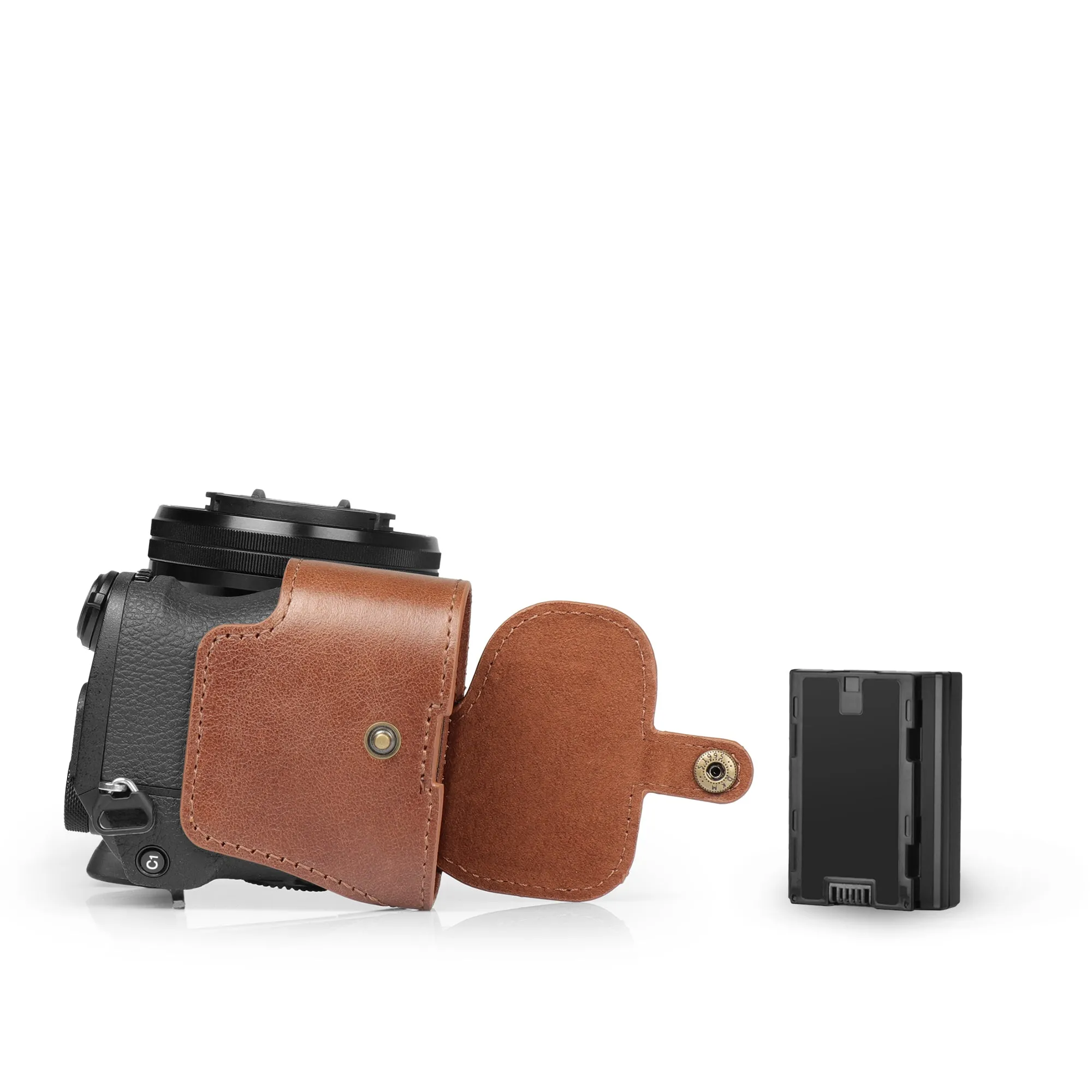 MegaGear Sony Alpha A6700 Stylish and Protective Genuine Leather Leather Camera Half Case