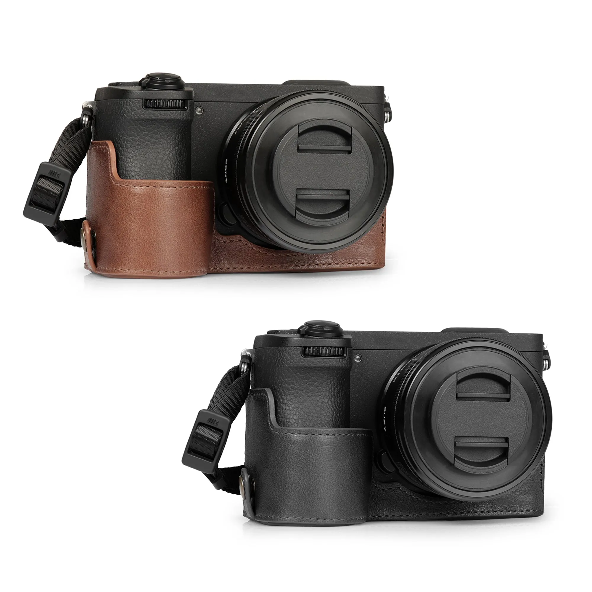 MegaGear Sony Alpha A6700 Stylish and Protective Genuine Leather Leather Camera Half Case
