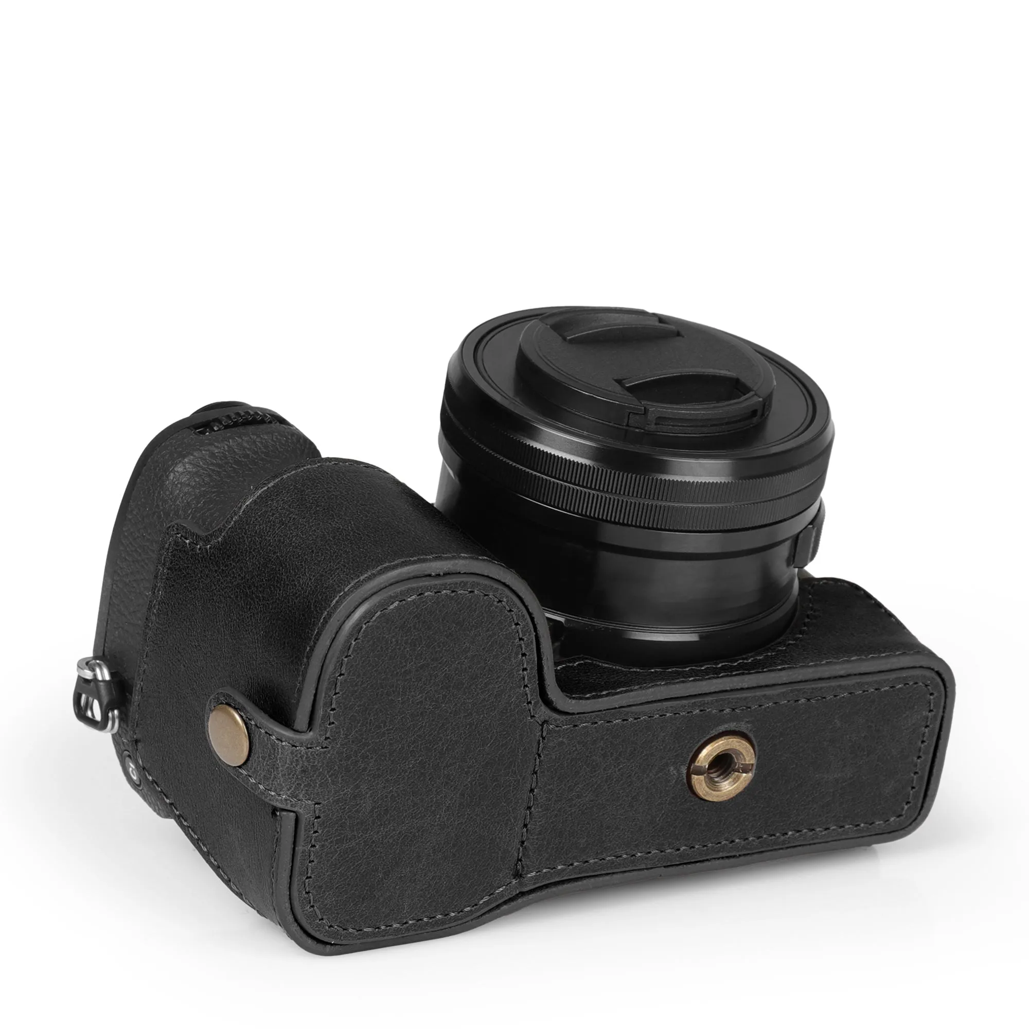 MegaGear Sony Alpha A6700 Stylish and Protective Genuine Leather Leather Camera Half Case