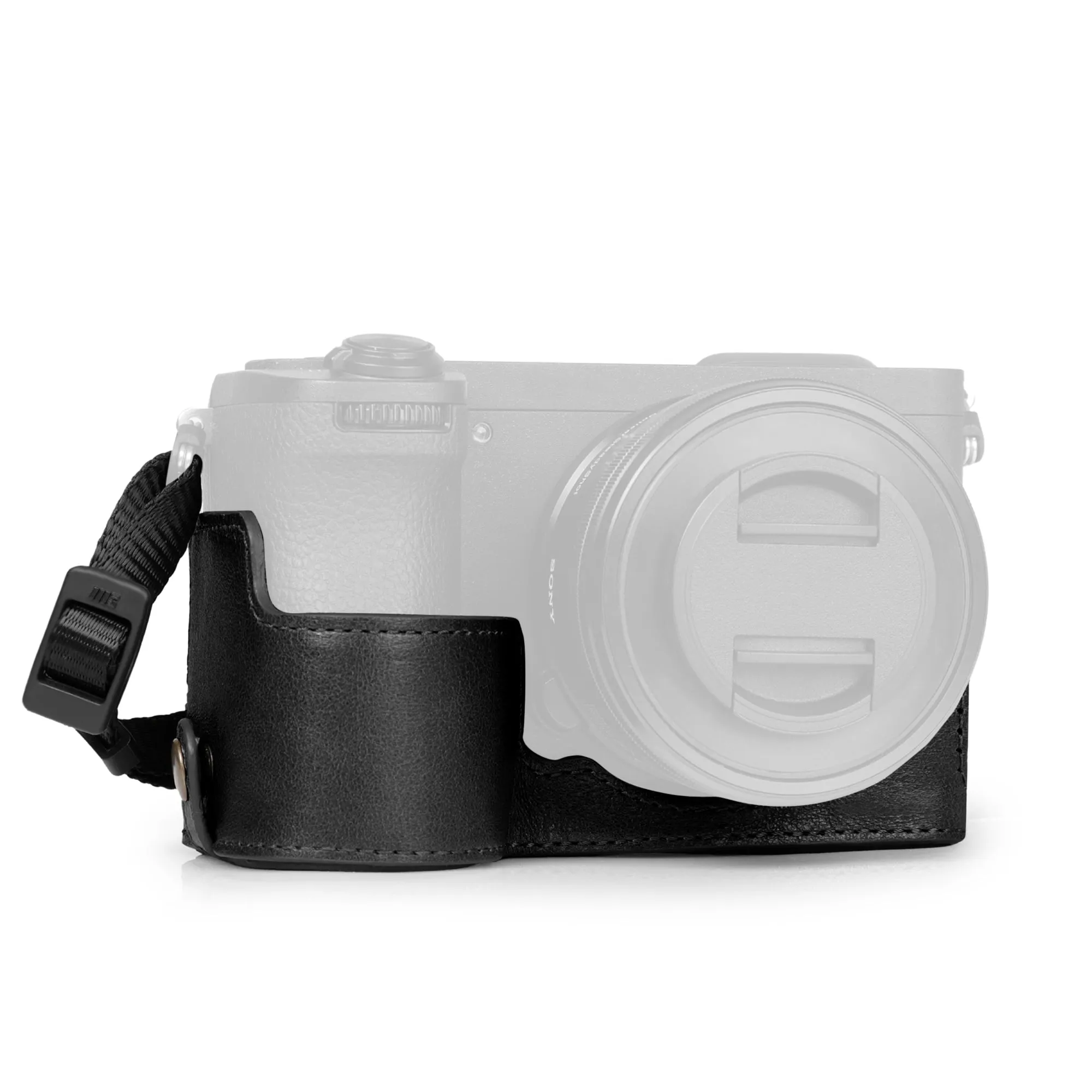 MegaGear Sony Alpha A6700 Stylish and Protective Genuine Leather Leather Camera Half Case