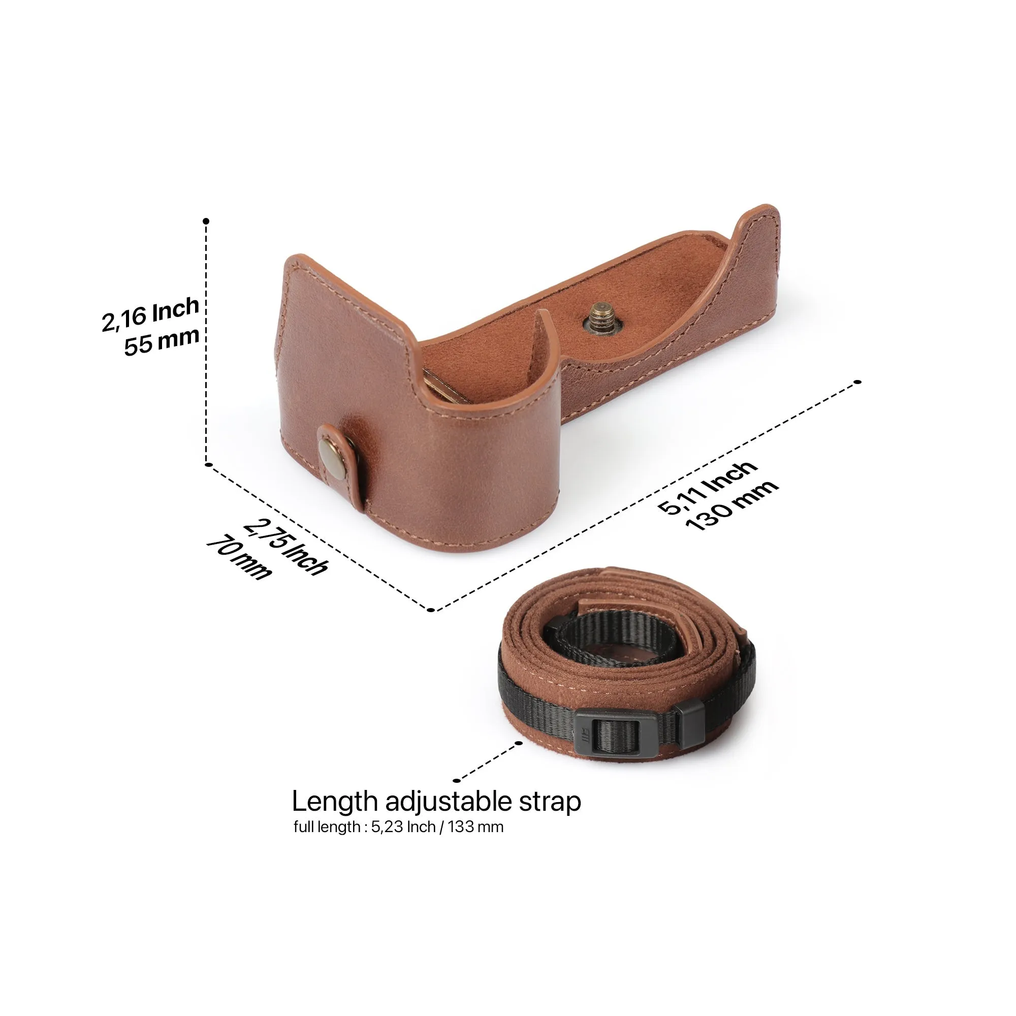 MegaGear Sony Alpha A6700 Stylish and Protective Genuine Leather Leather Camera Half Case