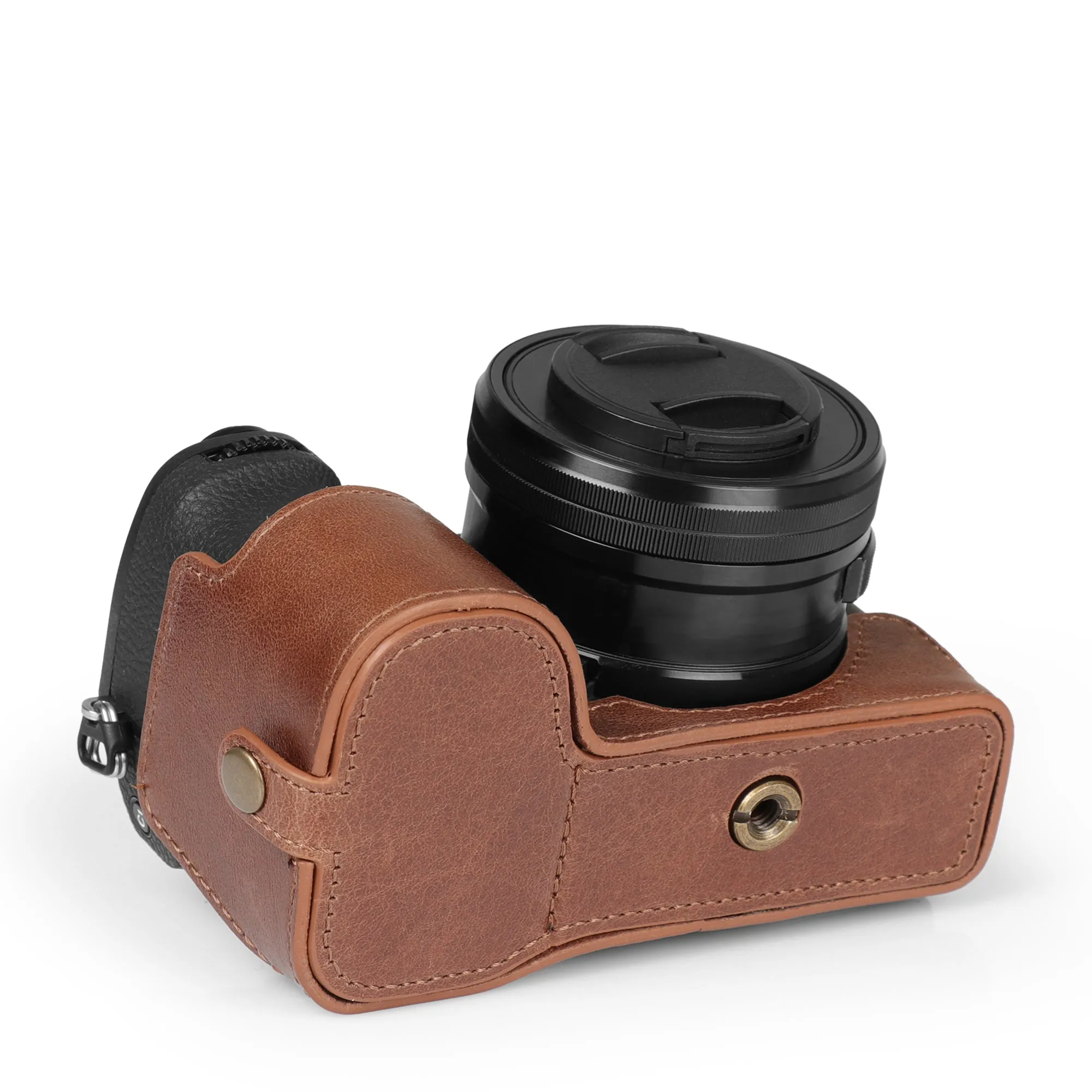 MegaGear Sony Alpha A6700 Stylish and Protective Genuine Leather Leather Camera Half Case