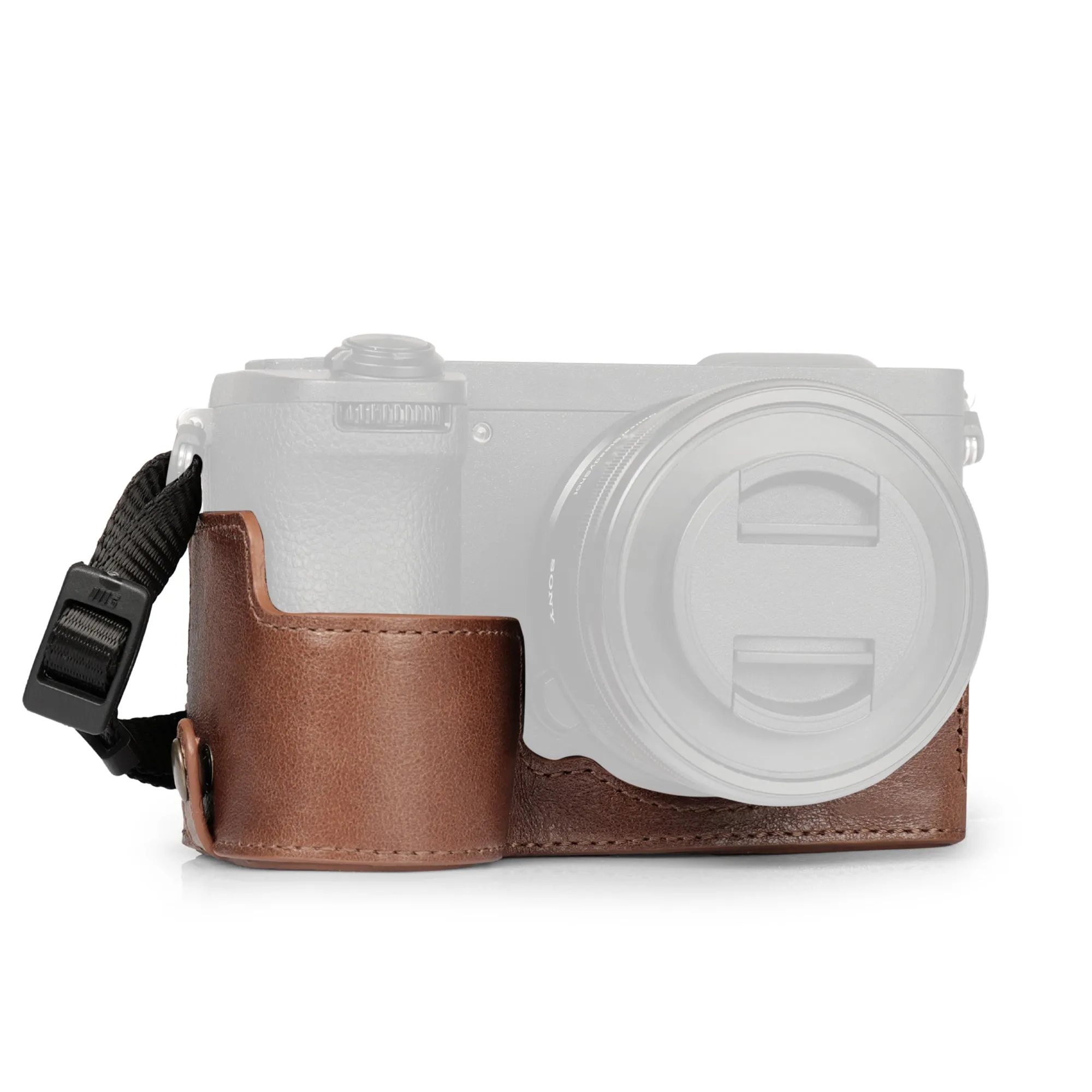 MegaGear Sony Alpha A6700 Stylish and Protective Genuine Leather Leather Camera Half Case