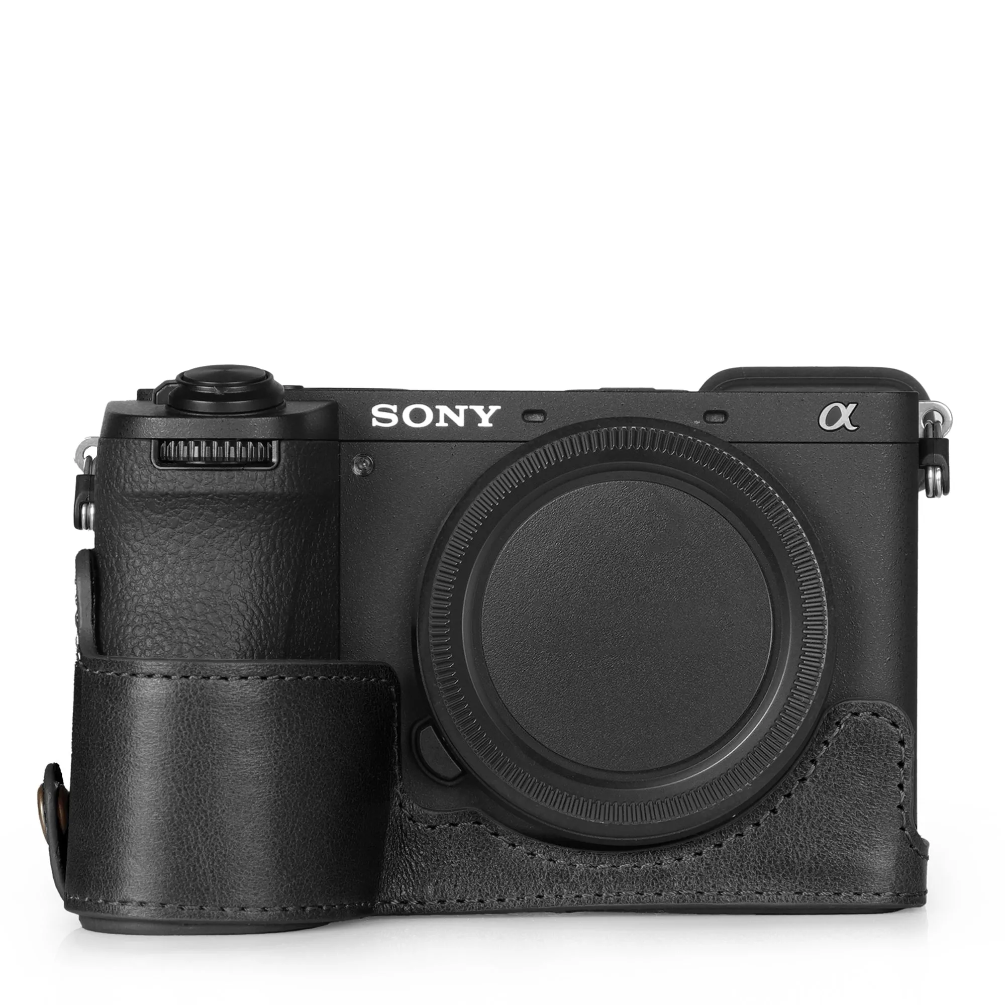 MegaGear Sony Alpha A6700 Stylish and Protective Genuine Leather Leather Camera Half Case