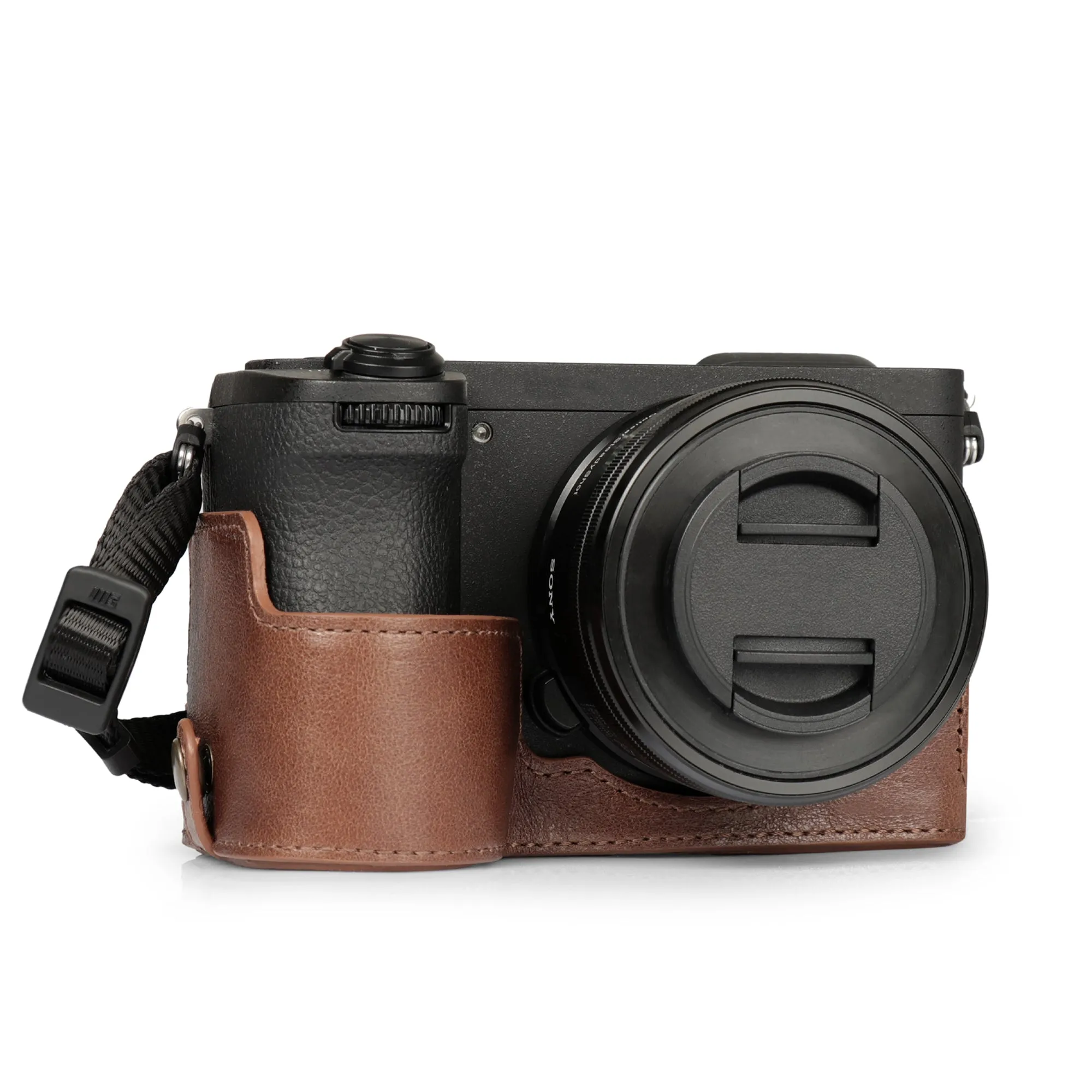 MegaGear Sony Alpha A6700 Stylish and Protective Genuine Leather Leather Camera Half Case