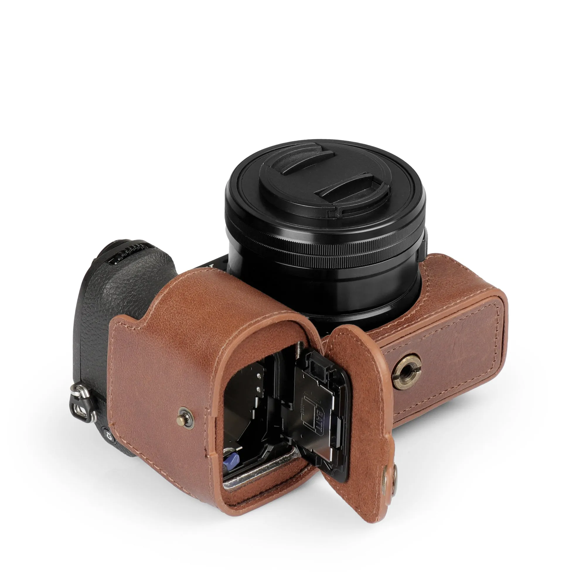 MegaGear Sony Alpha A6700 Stylish and Protective Genuine Leather Leather Camera Half Case