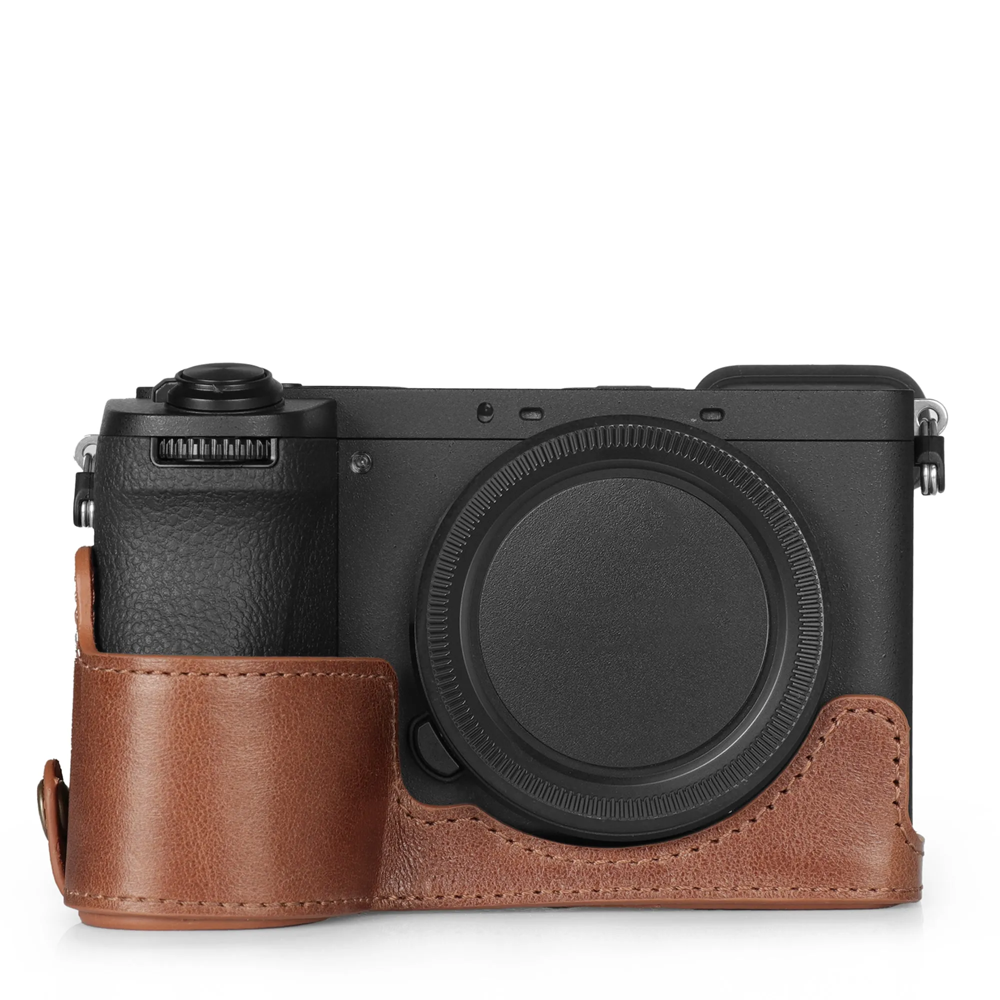 MegaGear Sony Alpha A6700 Stylish and Protective Genuine Leather Leather Camera Half Case