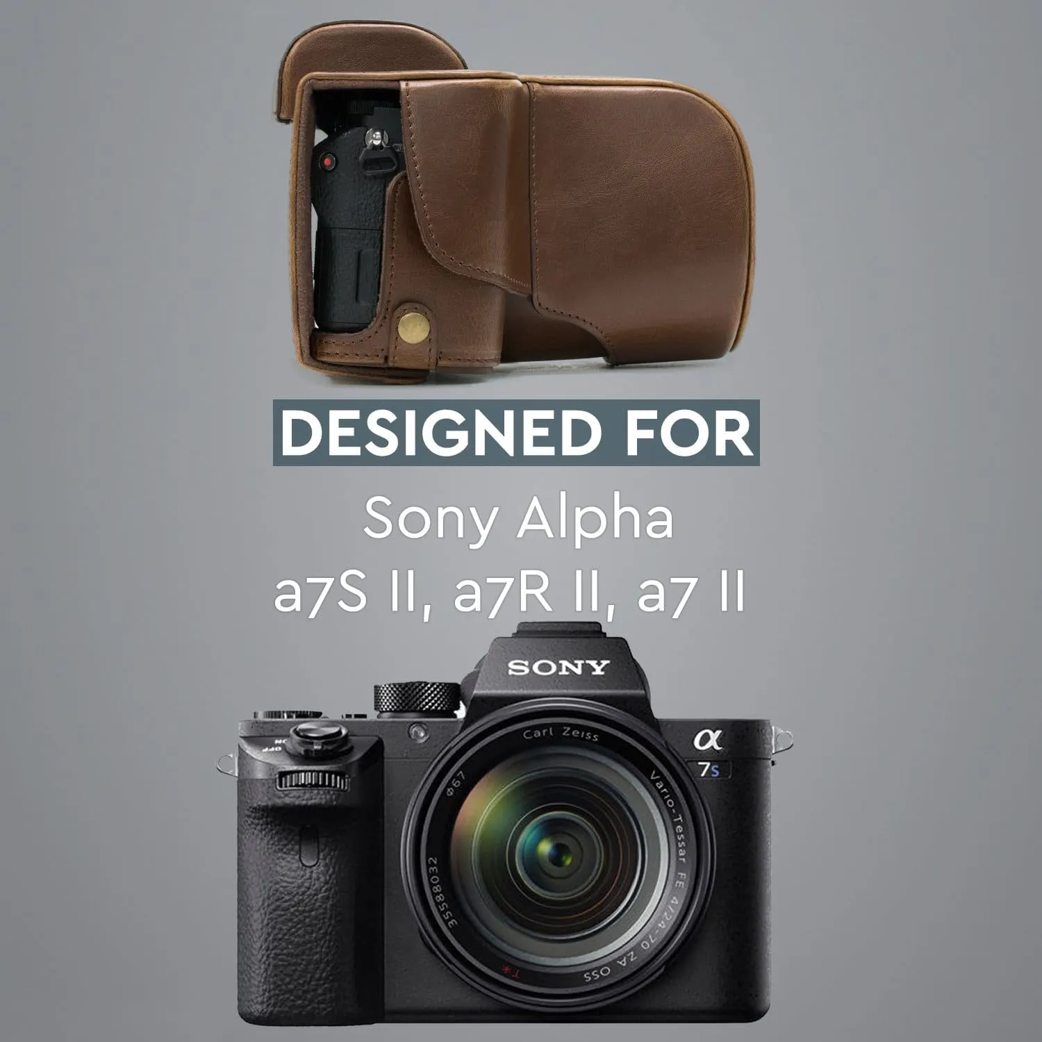MegaGear Sony Alpha A7S II, A7R II, A7 II (28-70mm) Ever Ready Leather Camera Case and Strap, with Battery Access