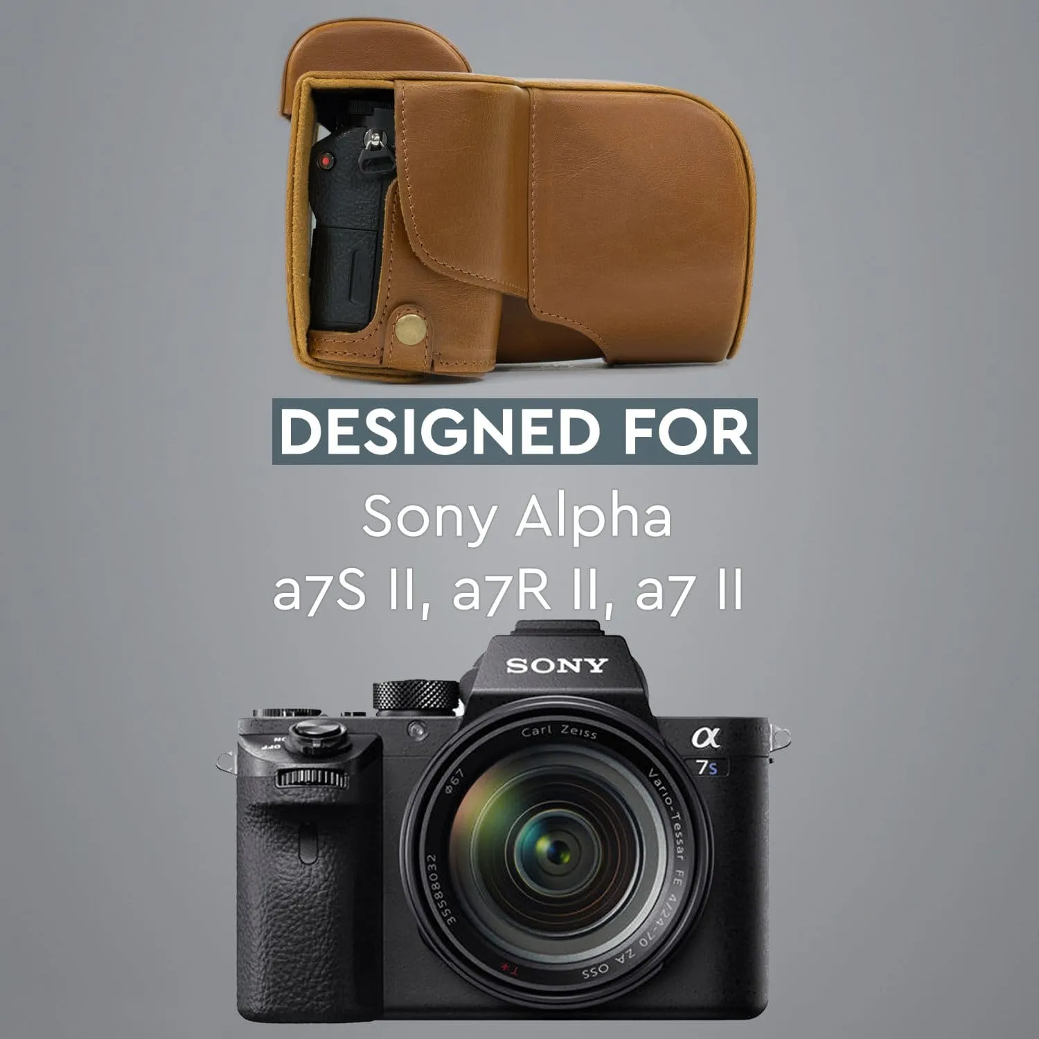 MegaGear Sony Alpha A7S II, A7R II, A7 II (28-70mm) Ever Ready Leather Camera Case and Strap, with Battery Access