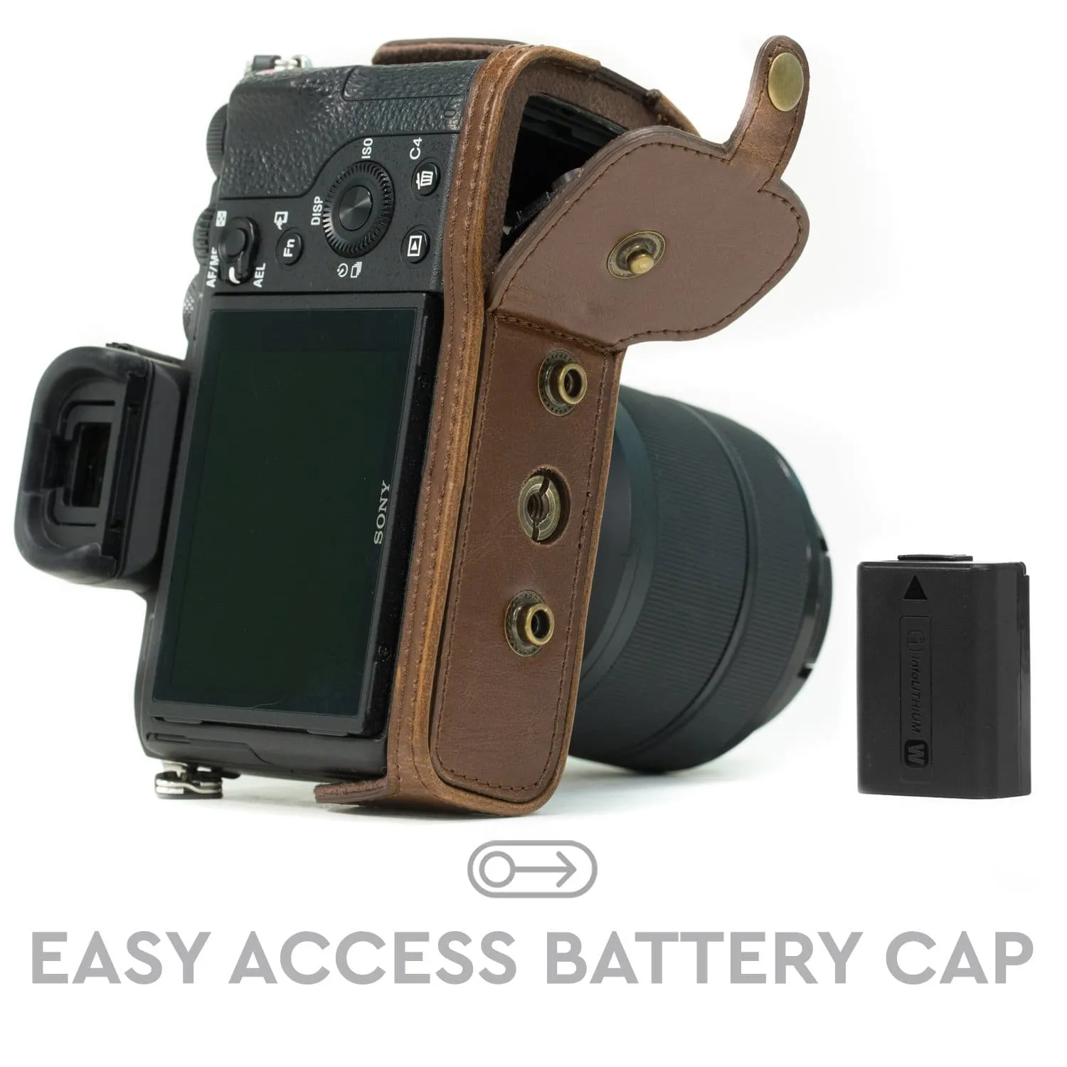 MegaGear Sony Alpha A7S II, A7R II, A7 II (28-70mm) Ever Ready Leather Camera Case and Strap, with Battery Access