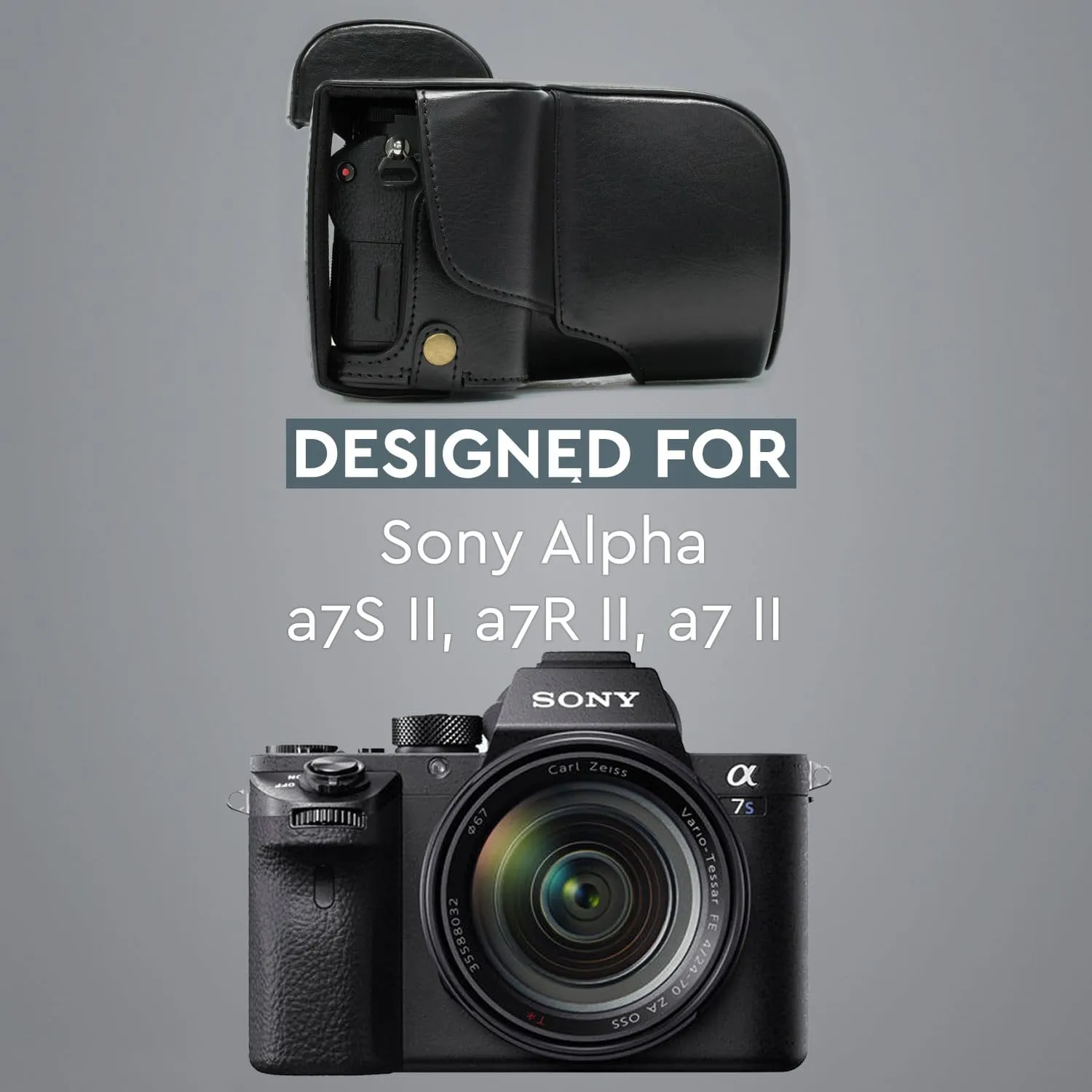 MegaGear Sony Alpha A7S II, A7R II, A7 II (28-70mm) Ever Ready Leather Camera Case and Strap, with Battery Access