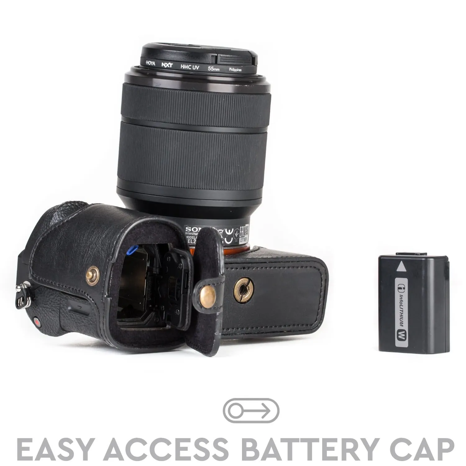 MegaGear Sony Alpha A7S II, A7R II, A7 II Ever Ready Leather Camera Half Case and Strap
