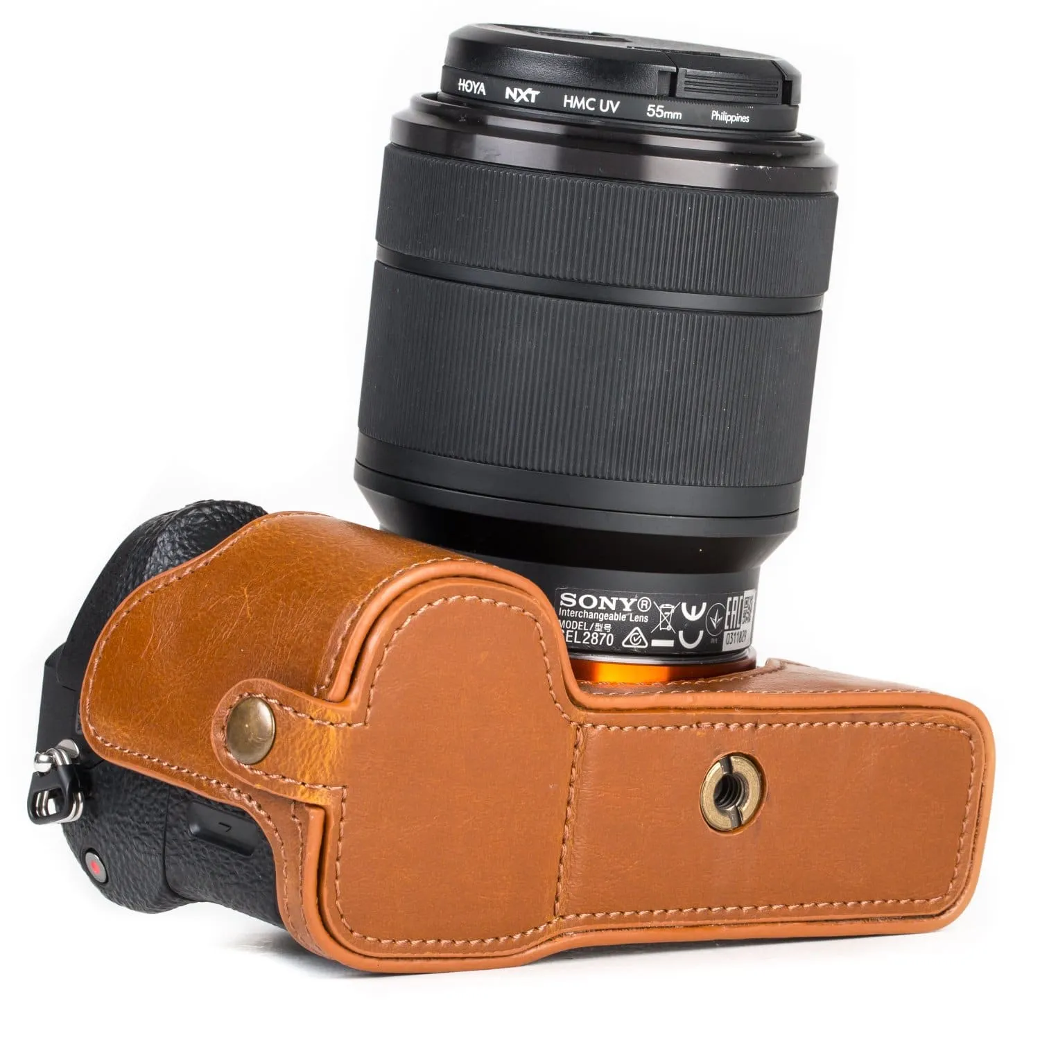 MegaGear Sony Alpha A7S II, A7R II, A7 II Ever Ready Leather Camera Half Case and Strap