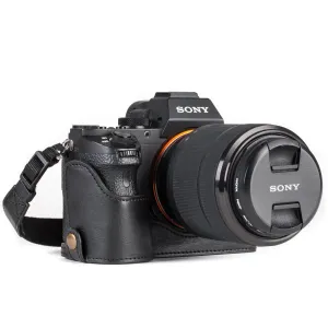 MegaGear Sony Alpha A7S II, A7R II, A7 II Ever Ready Leather Camera Half Case and Strap