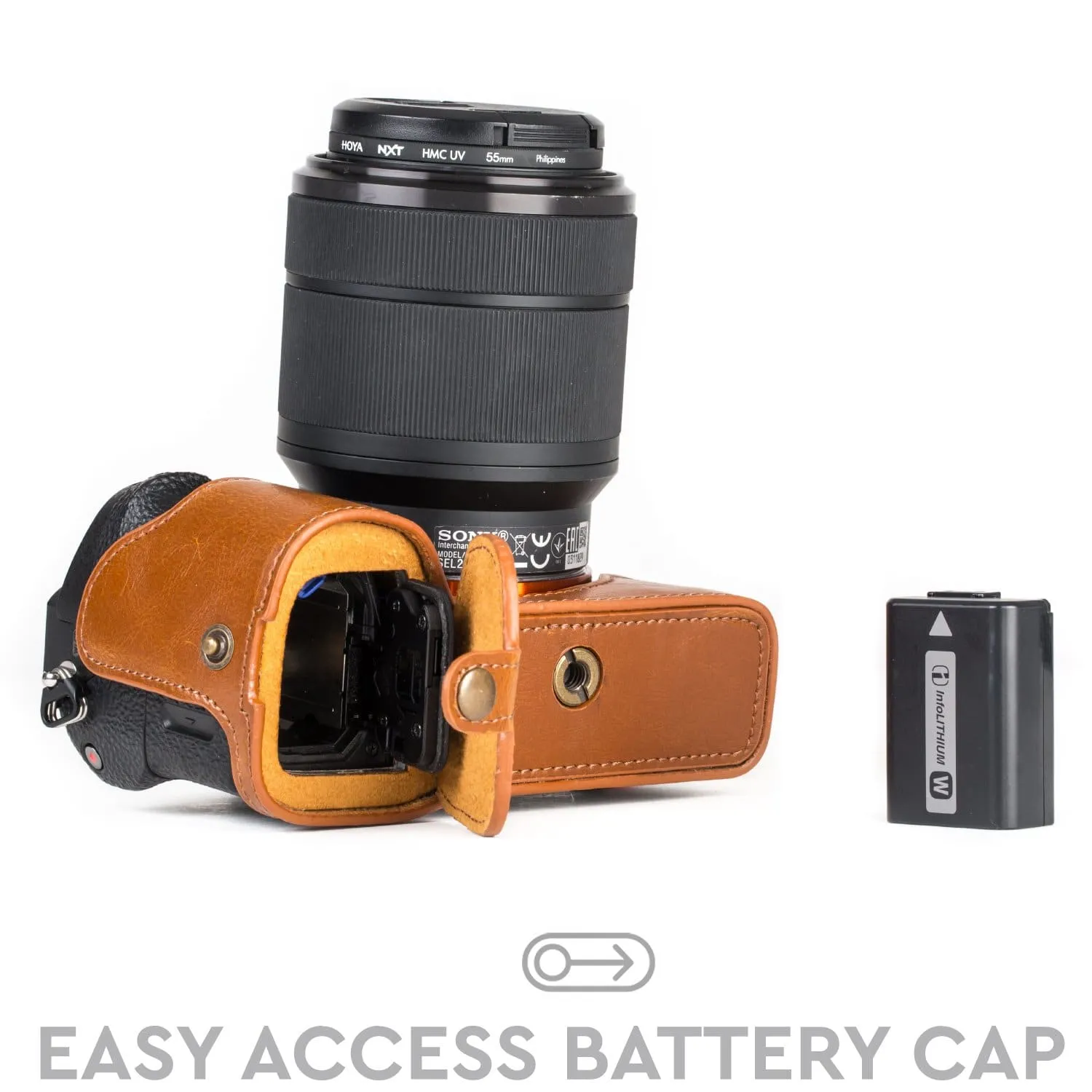 MegaGear Sony Alpha A7S II, A7R II, A7 II Ever Ready Leather Camera Half Case and Strap