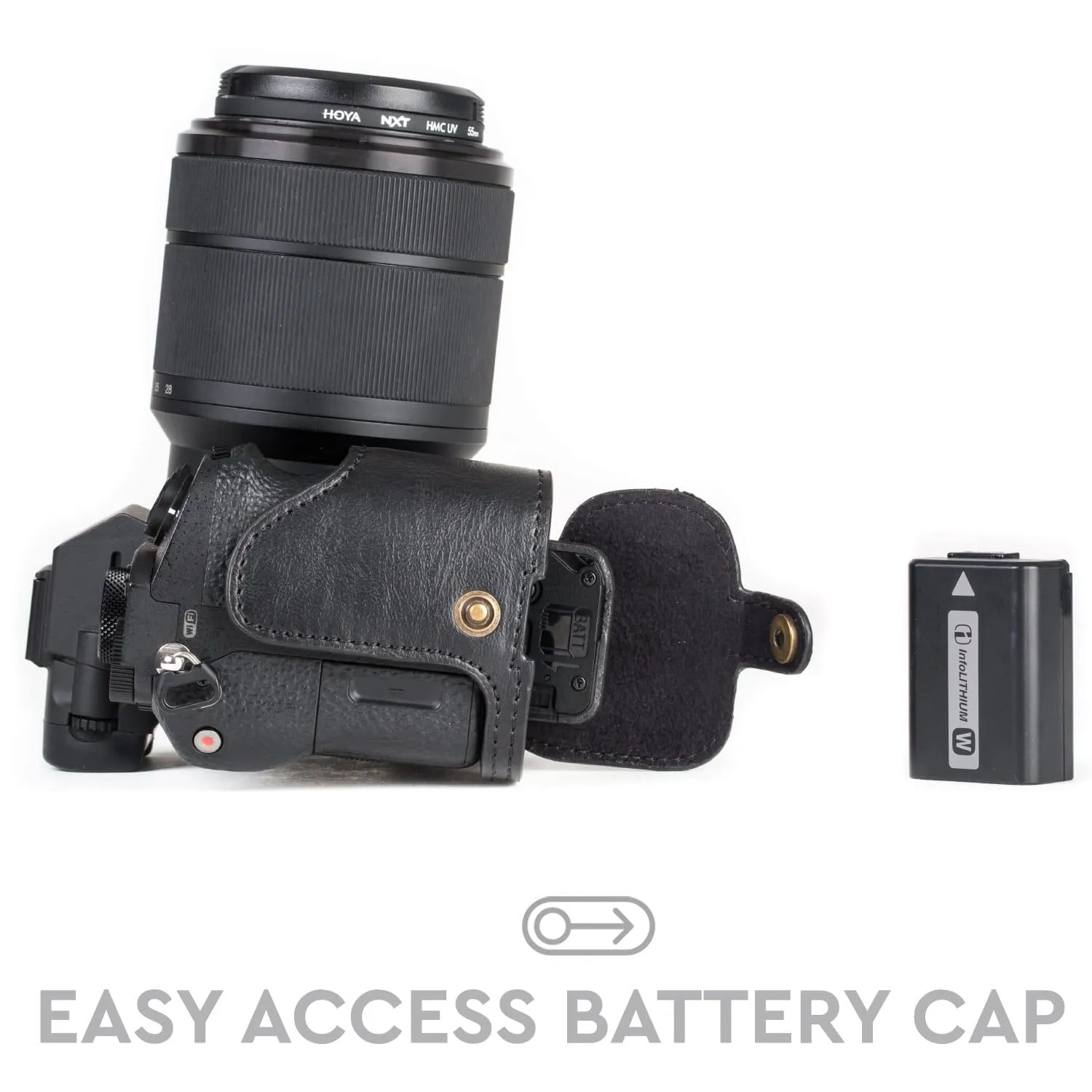 MegaGear Sony Alpha A7S II, A7R II, A7 II Ever Ready Leather Camera Half Case and Strap
