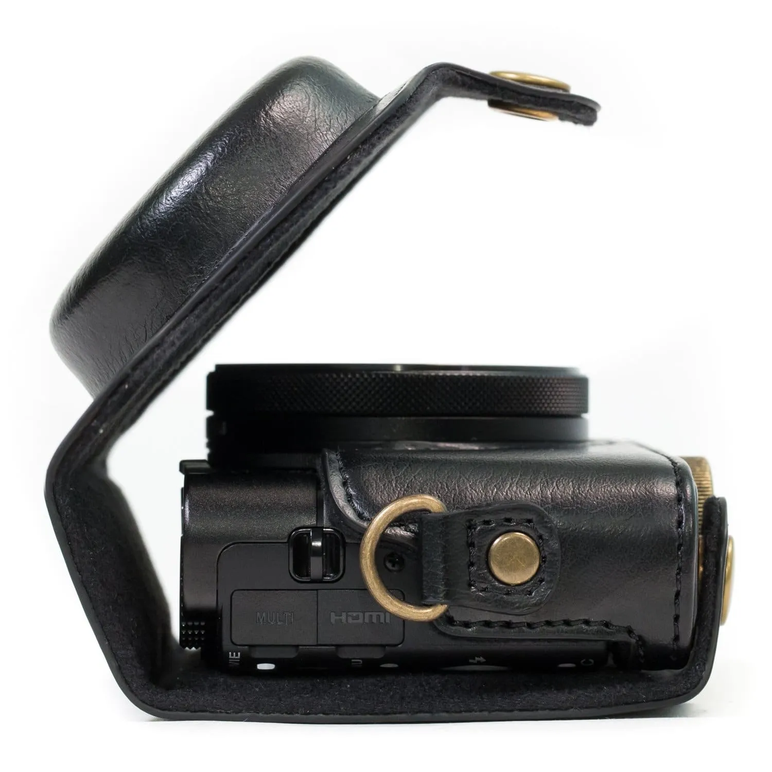 MegaGear Sony Cyber-shot DSC-RX100 VI, DSC-RX100 V, DSC-RX100 IV, DSC-RX100 III Ever Ready Leather Camera Case with Strap