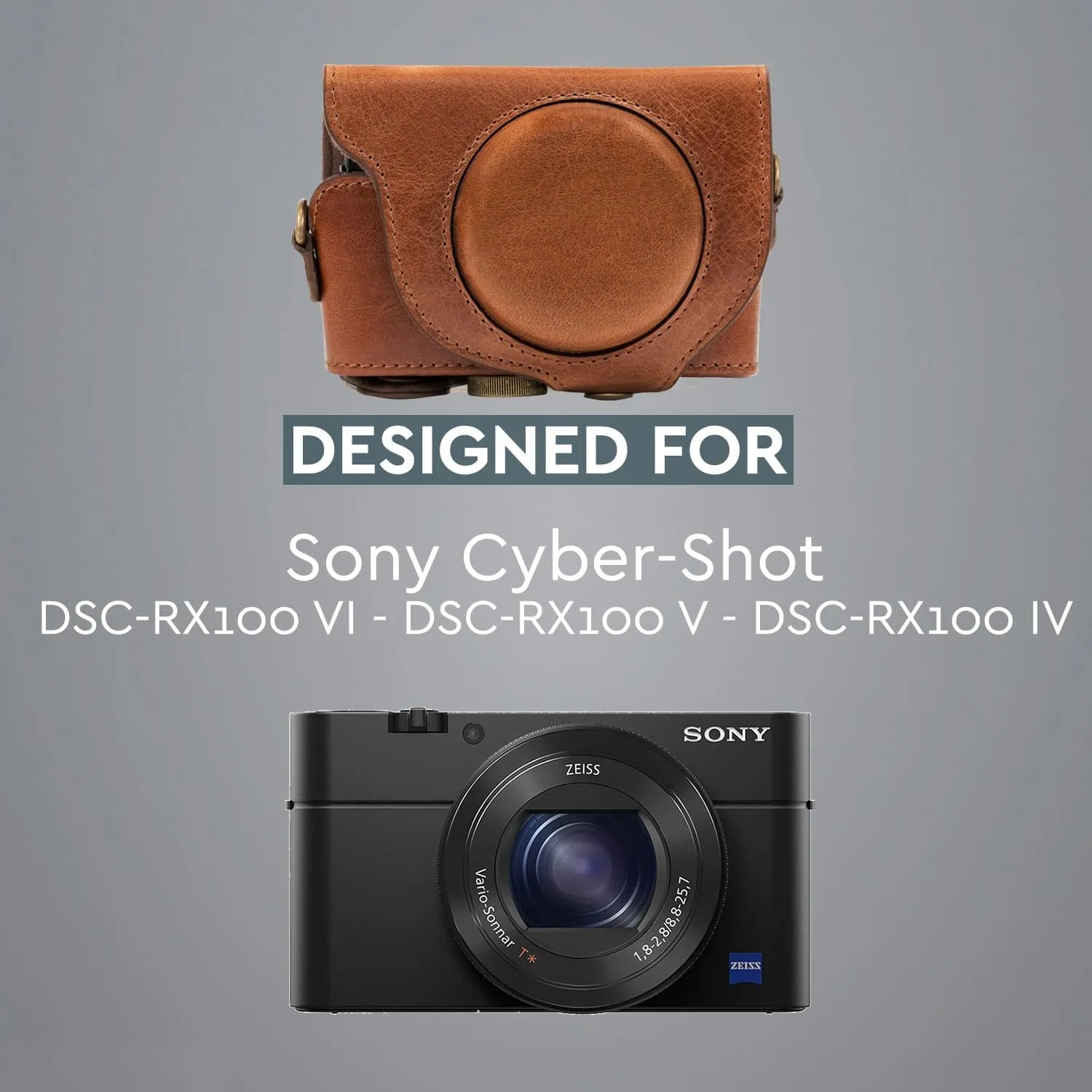 MegaGear Sony Cyber-shot DSC-RX100 VI, DSC-RX100 V, DSC-RX100 IV Ever Ready Top Grain Leather Camera Case with Strap