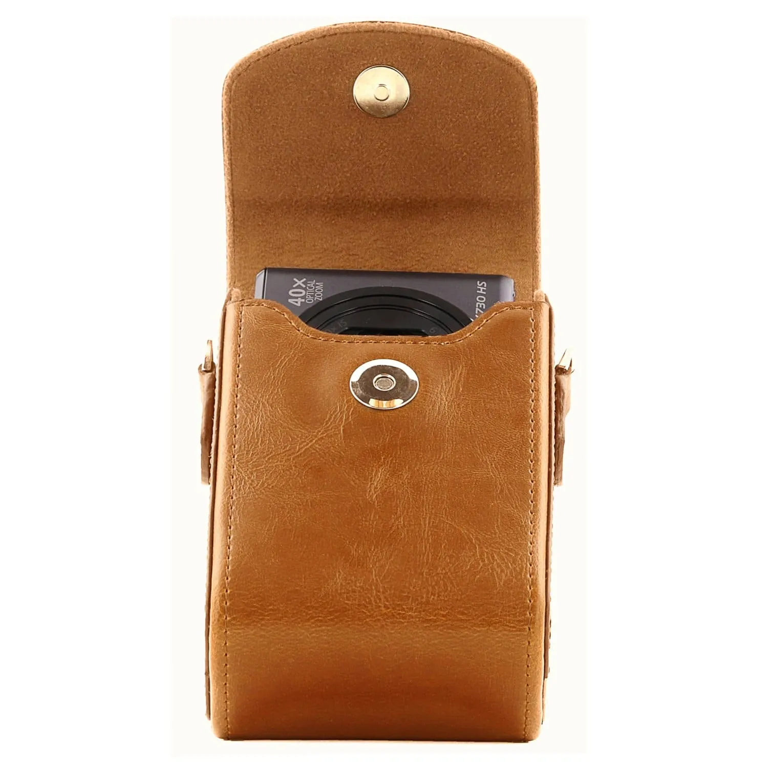 MegaGear Sony Cyber-shot DSC-RX100 VII, DSC-RX100 V, DSC-RX100 IV, DSC-RX100 III, DSC-RX100 II, Canon PowerShot S120 Leather Camera Case with Strap