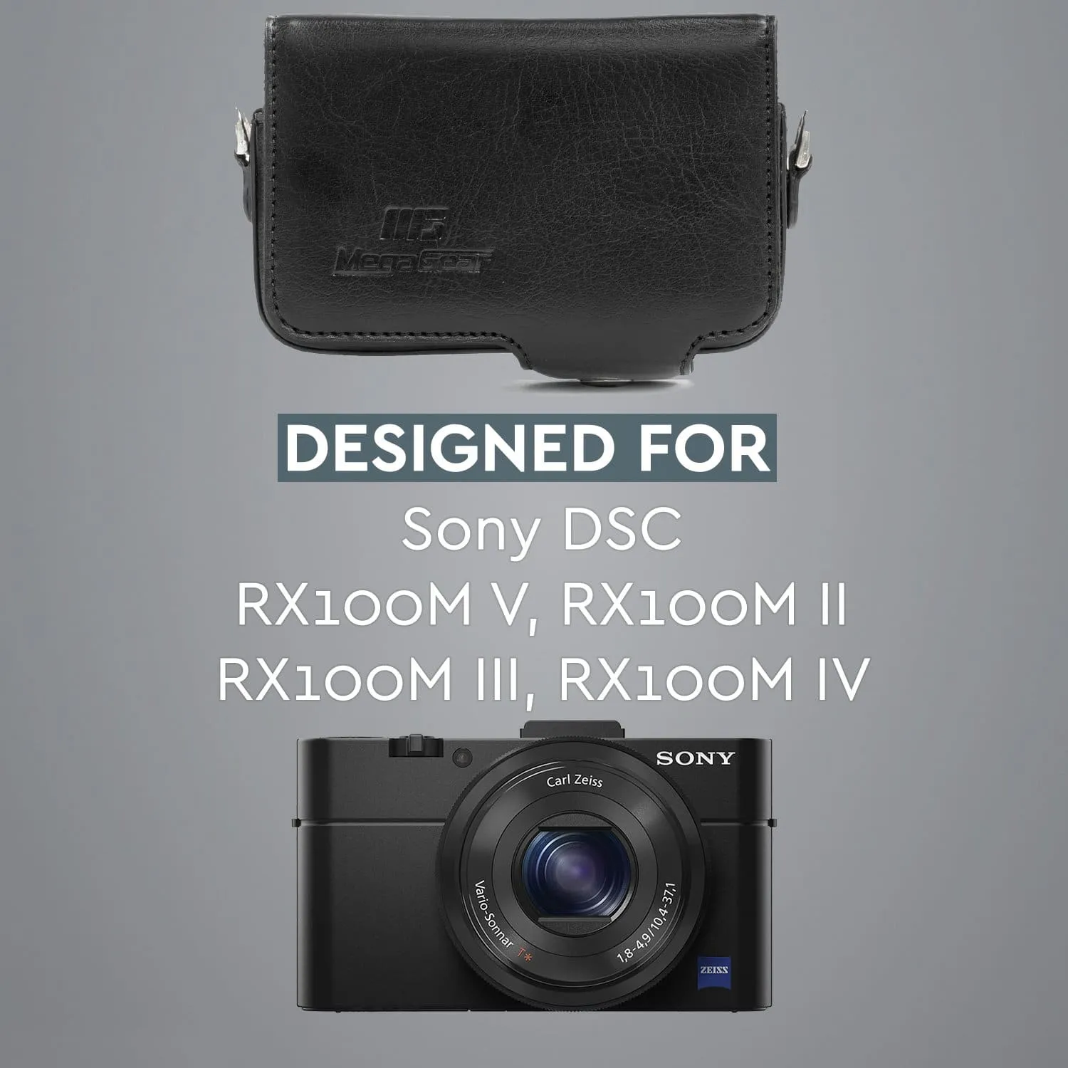 MegaGear Sony Cyber-shot DSC-RX100 VII, DSC-RX100 VI, DSC-RX100 V, DSC-RX100 IV, DSC-RX100 III, DSC-RX100 II, ZV-1 Leather Camera Case with Strap