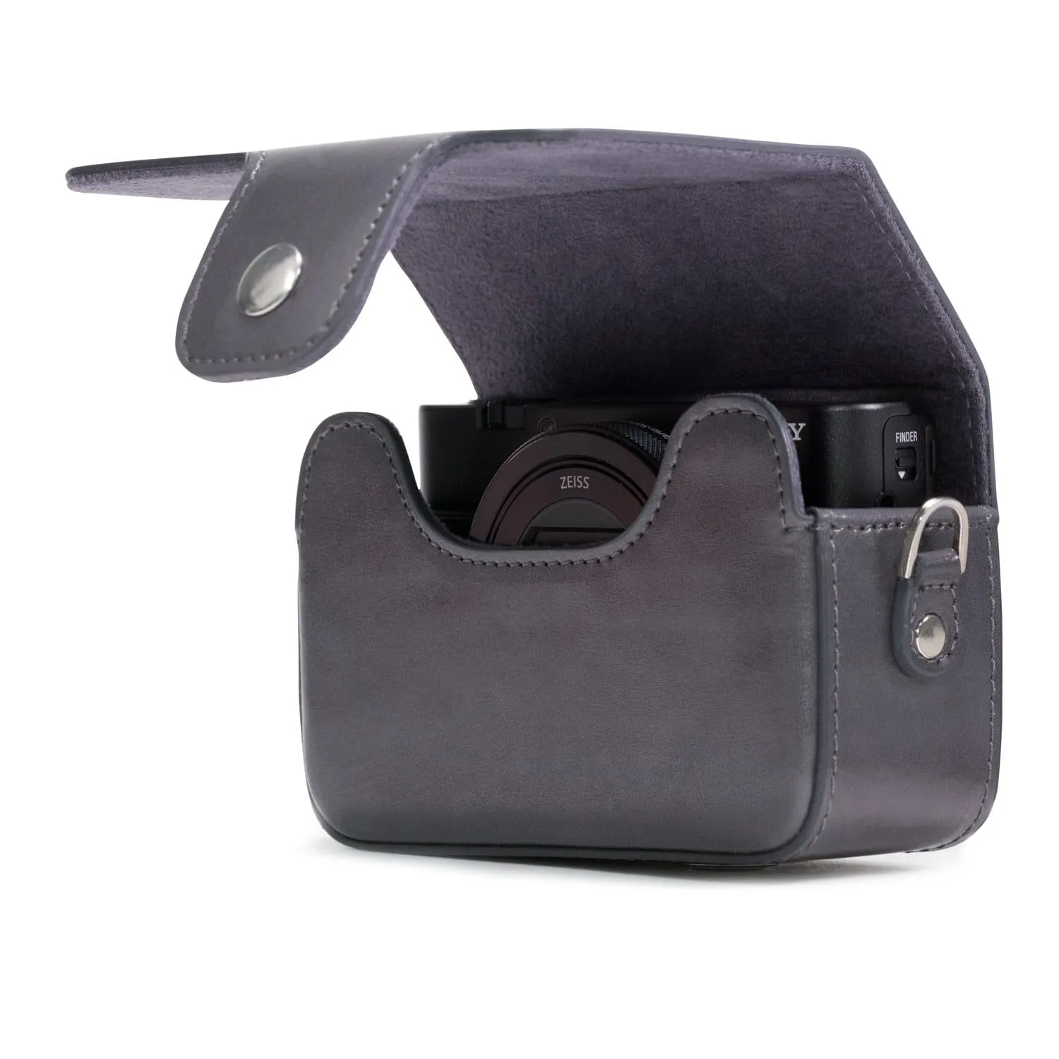 MegaGear Sony Cyber-shot DSC-RX100 VII, DSC-RX100 VI, DSC-RX100 V, DSC-RX100 IV, DSC-RX100 III, DSC-RX100 II, ZV-1 Leather Camera Case with Strap