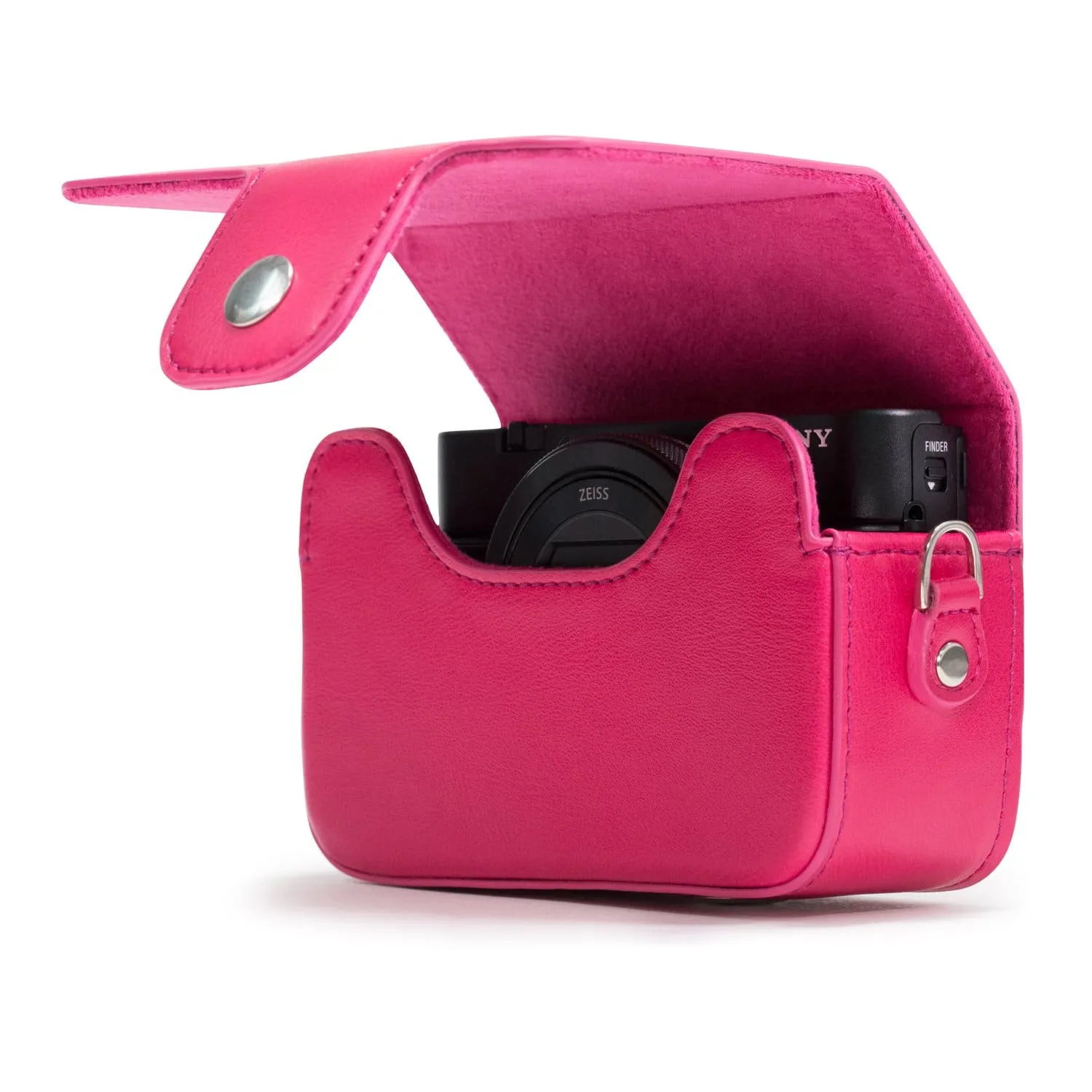 MegaGear Sony Cyber-shot DSC-RX100 VII, DSC-RX100 VI, DSC-RX100 V, DSC-RX100 IV, DSC-RX100 III, DSC-RX100 II, ZV-1 Leather Camera Case with Strap