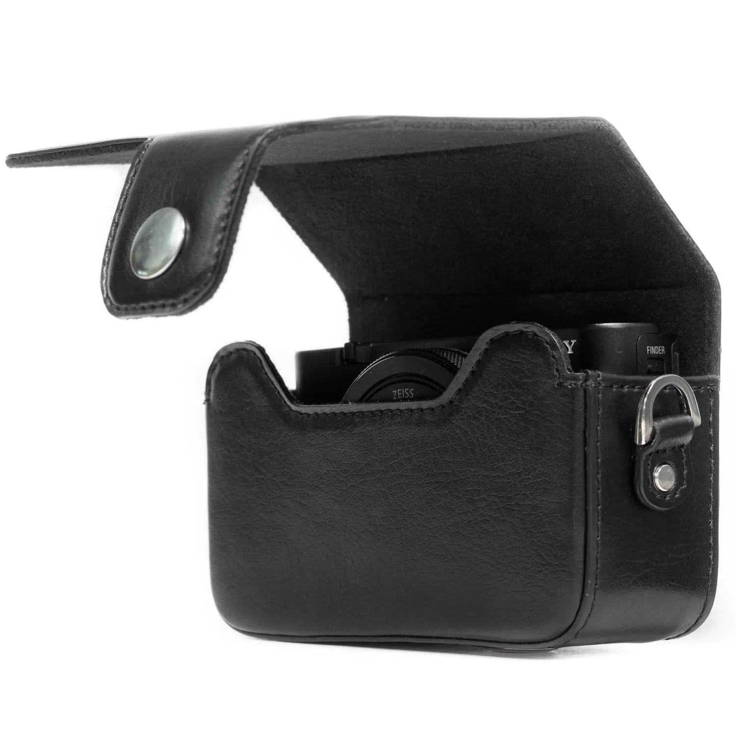 MegaGear Sony Cyber-shot DSC-RX100 VII, DSC-RX100 VI, DSC-RX100 V, DSC-RX100 IV, DSC-RX100 III, DSC-RX100 II, ZV-1 Leather Camera Case with Strap