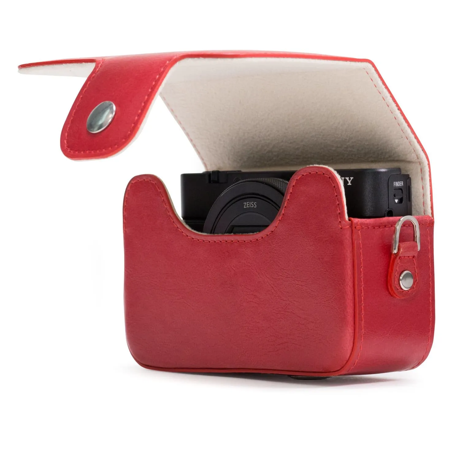 MegaGear Sony Cyber-shot DSC-RX100 VII, DSC-RX100 VI, DSC-RX100 V, DSC-RX100 IV, DSC-RX100 III, DSC-RX100 II, ZV-1 Leather Camera Case with Strap