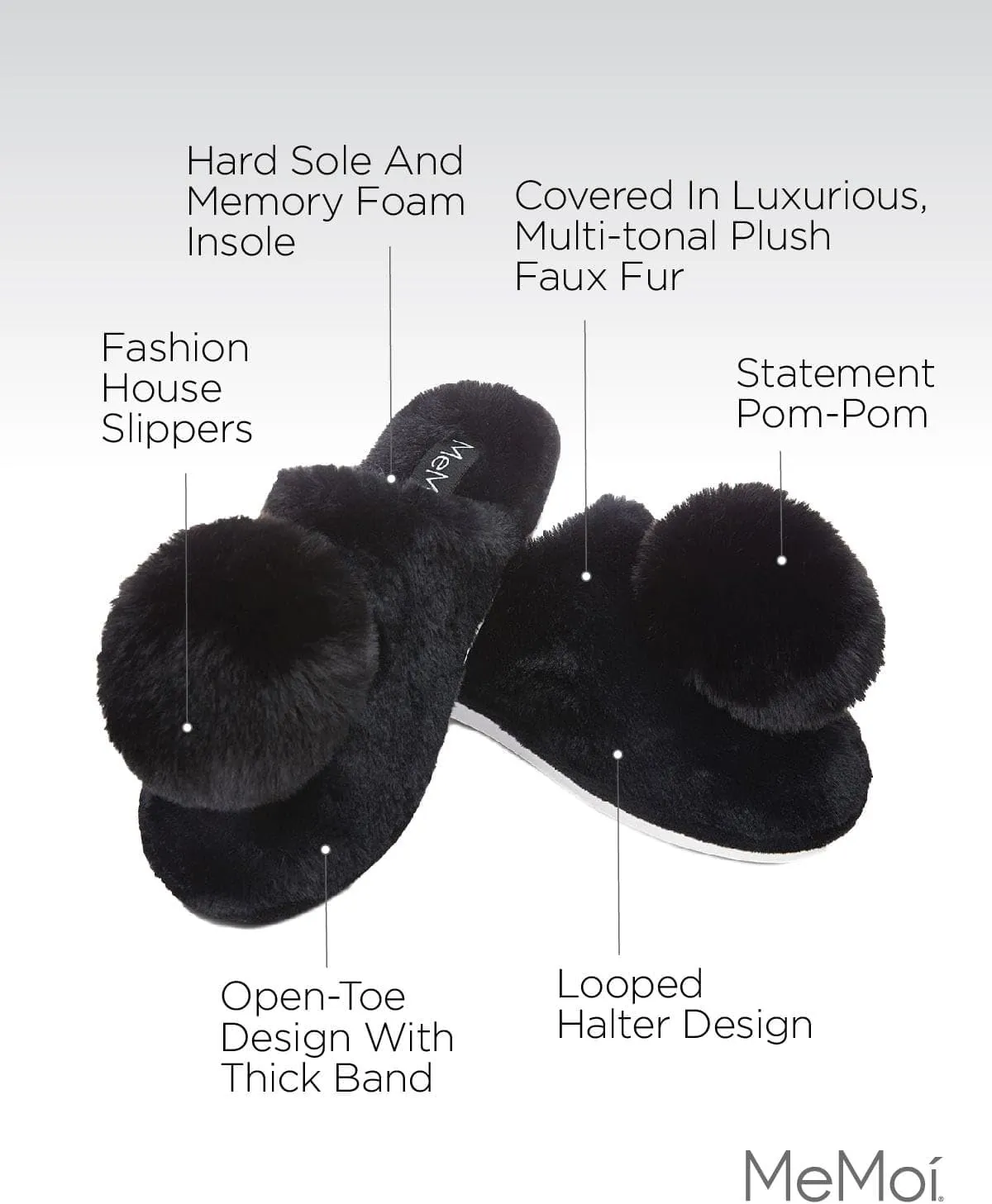 MeMoi The Gloria Plush Pom-Pom Slippers