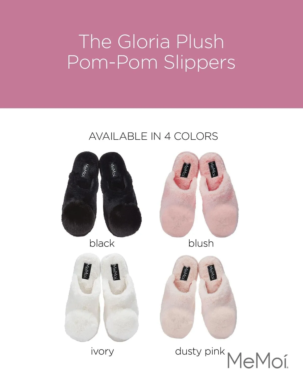MeMoi The Gloria Plush Pom-Pom Slippers