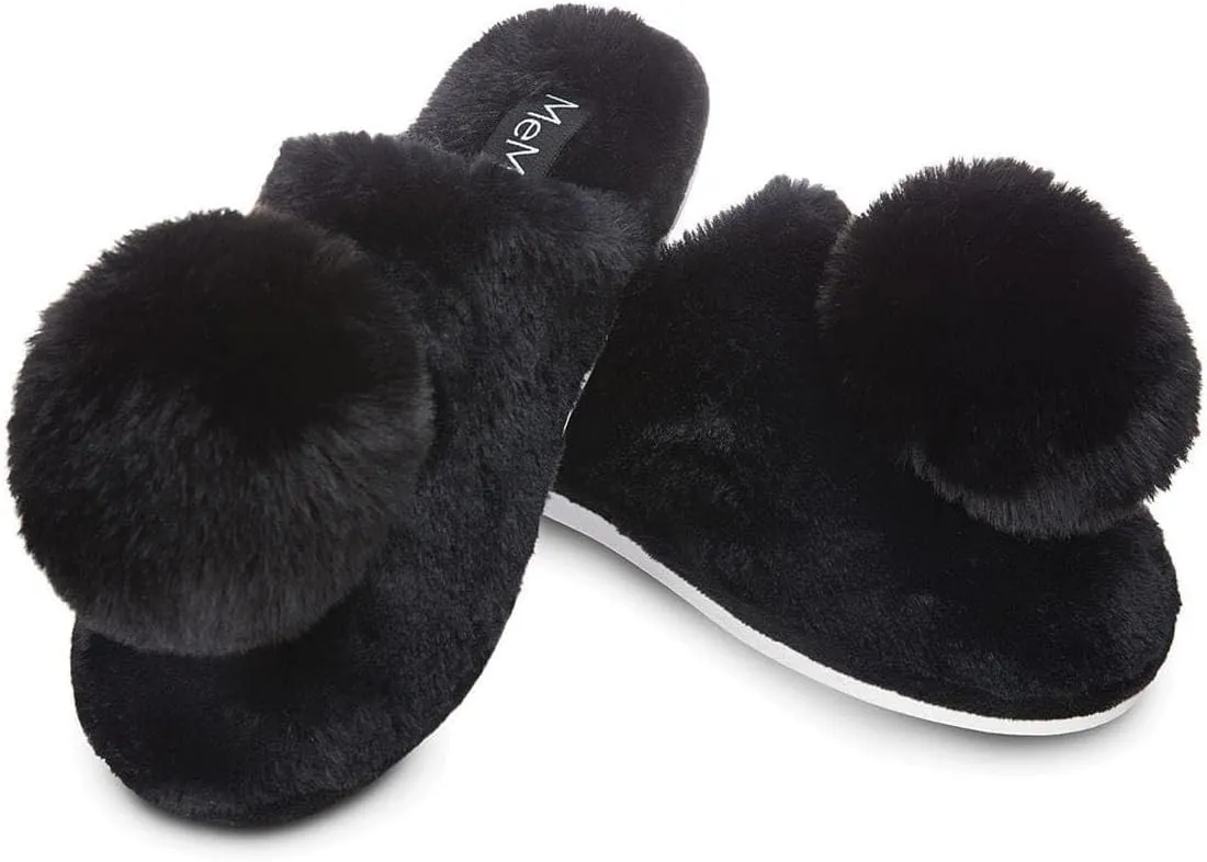 MeMoi The Gloria Plush Pom-Pom Slippers