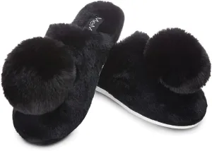 MeMoi The Gloria Plush Pom-Pom Slippers