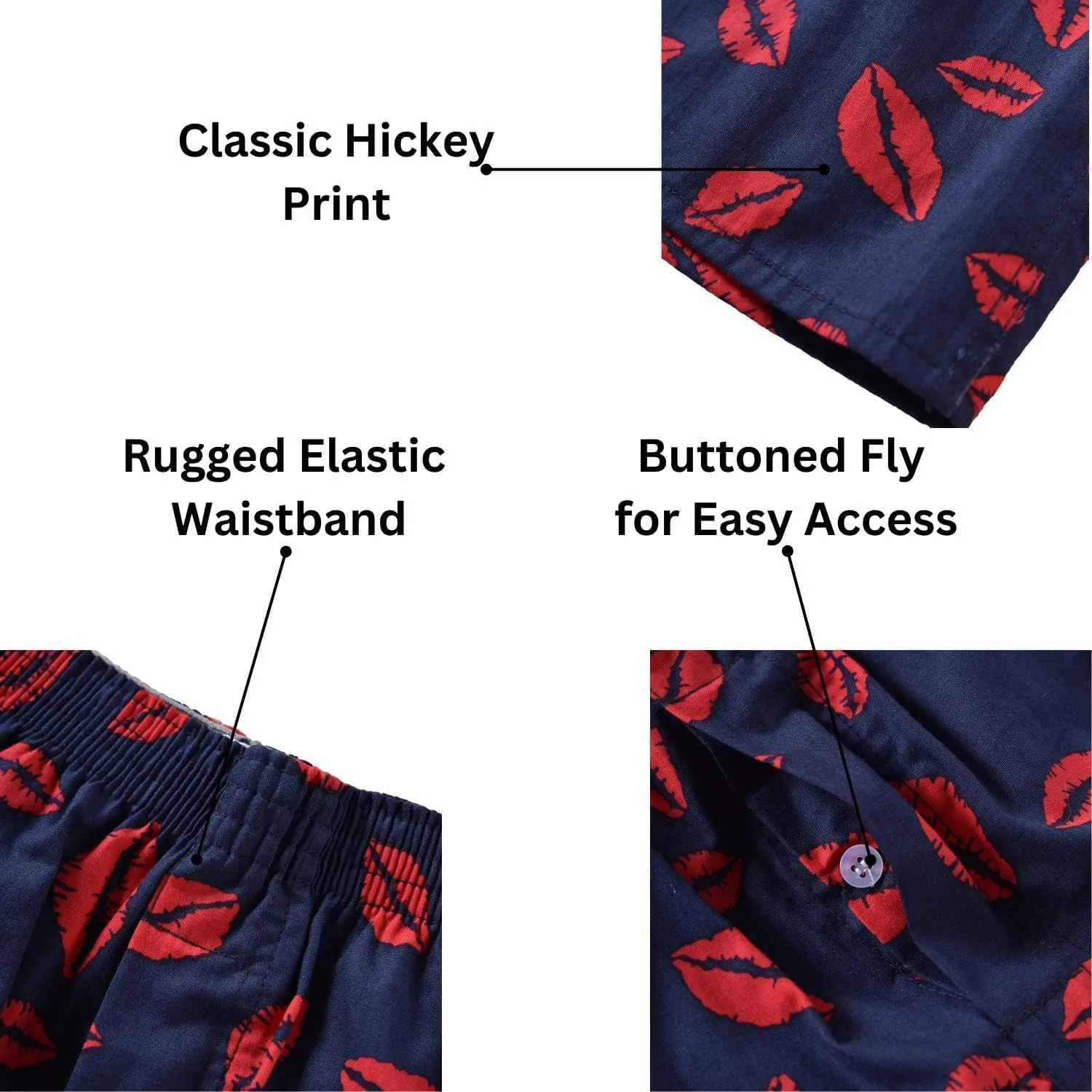 Mens Boxer Shorts for Men 100 Cotton Funny Sleep Short Inseam Woven Pattern Plaid Pajamas Multipacks