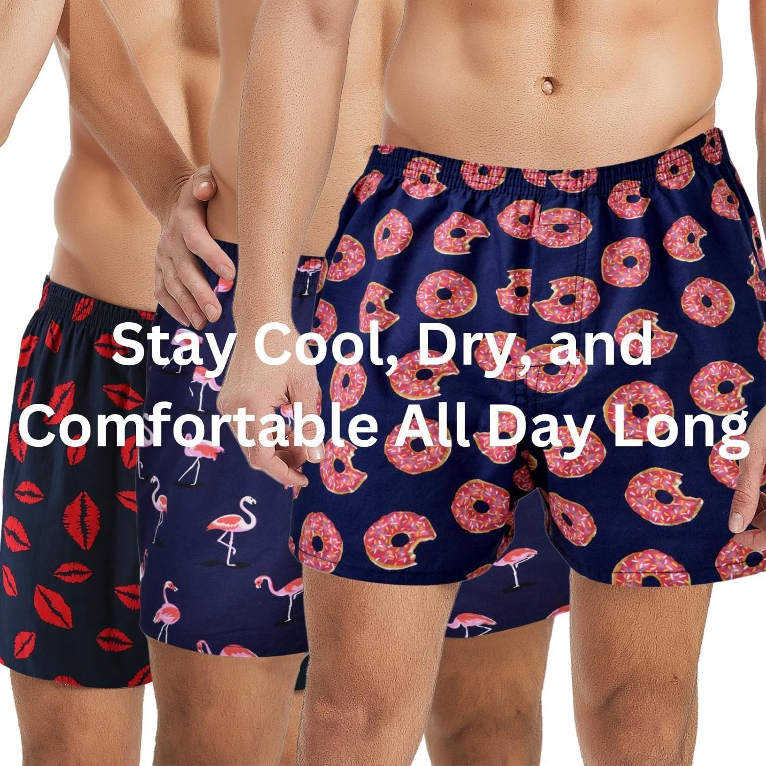 Mens Boxer Shorts for Men 100 Cotton Funny Sleep Short Inseam Woven Pattern Plaid Pajamas Multipacks