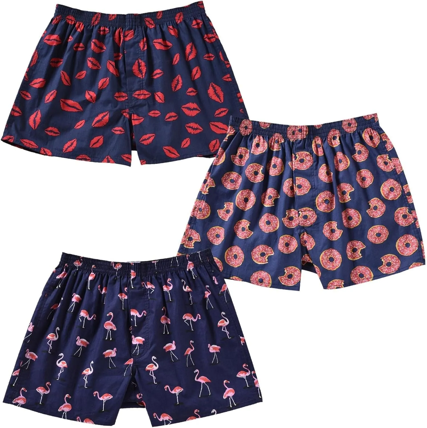 Mens Boxer Shorts for Men 100 Cotton Funny Sleep Short Inseam Woven Pattern Plaid Pajamas Multipacks