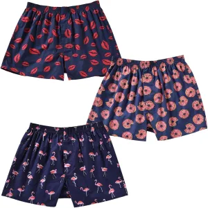 Mens Boxer Shorts for Men 100 Cotton Funny Sleep Short Inseam Woven Pattern Plaid Pajamas Multipacks