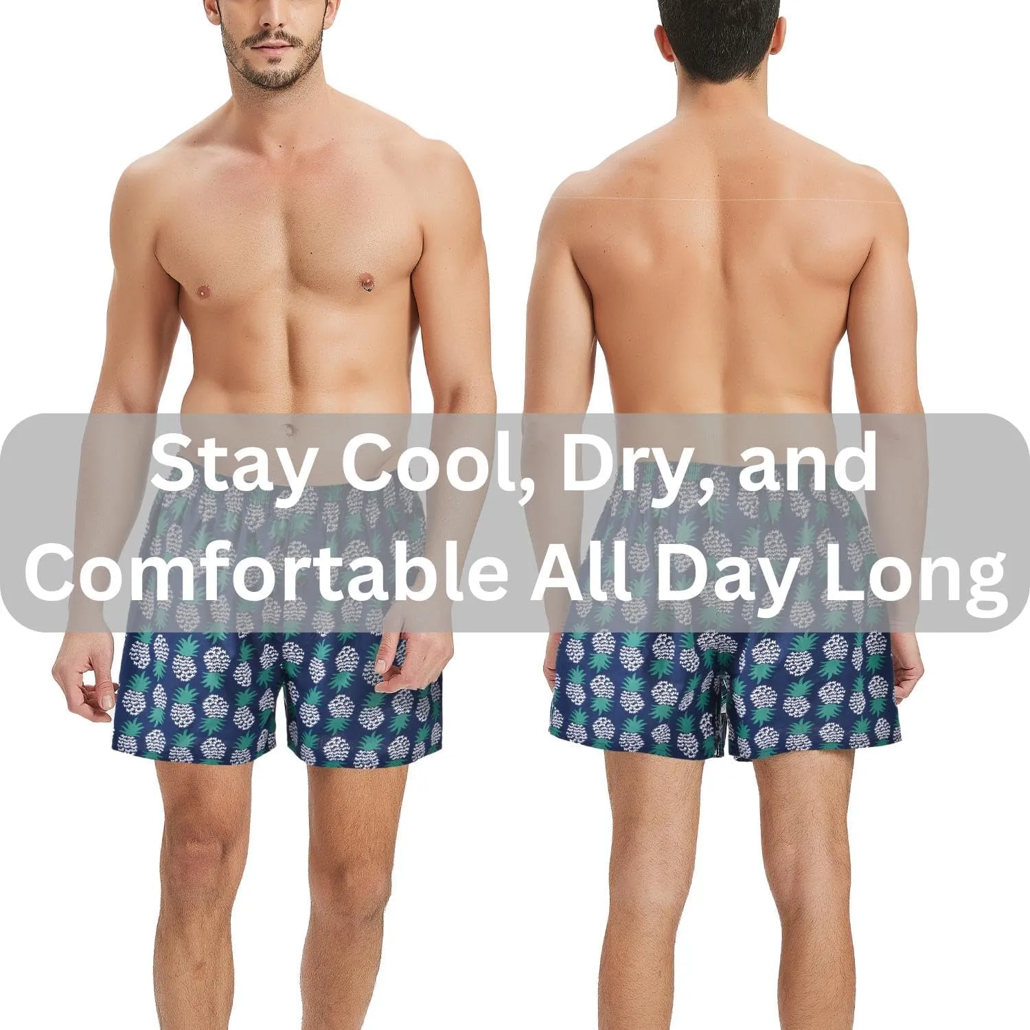 Mens Boxer Shorts for Men 100 Cotton Funny Sleep Short Inseam Woven Pattern Plaid Pajamas Multipacks