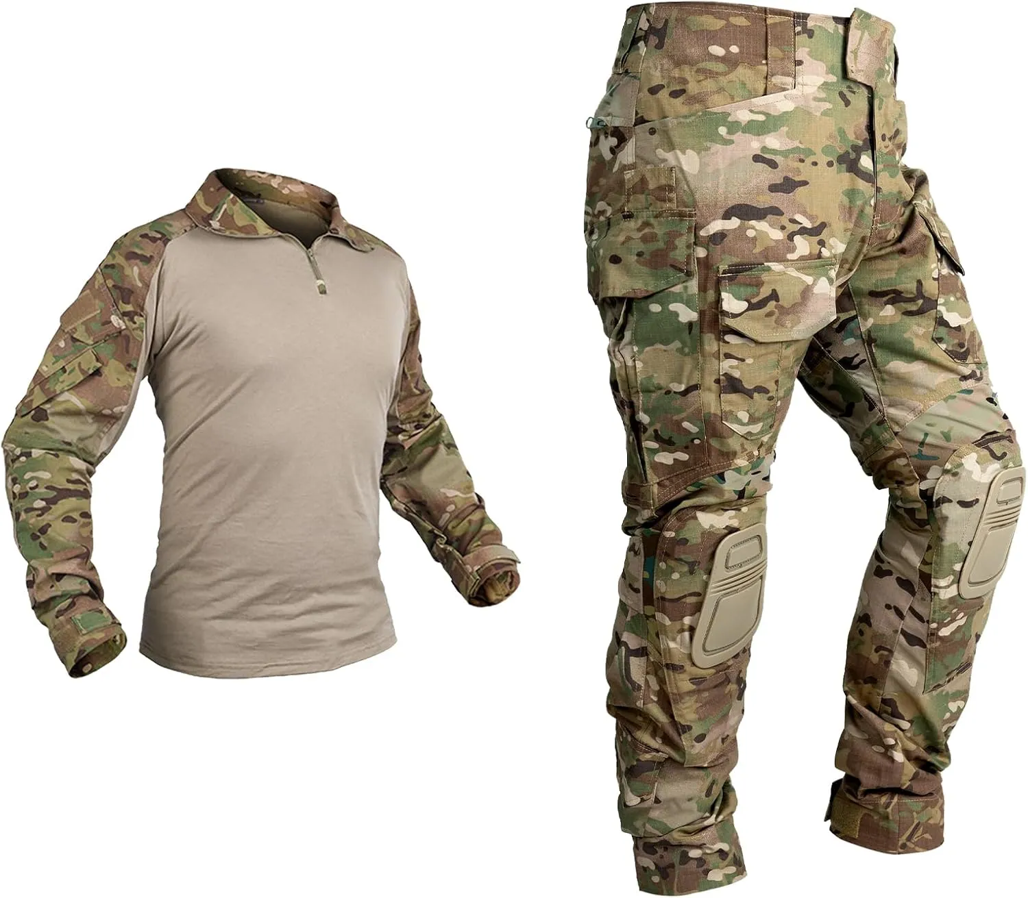 Men’s G3 Combat Uniform Tactical Camouflage Apparel Set For Hunting Airsoft Paintball Milsim With Knee Pads(camo camo,Small)