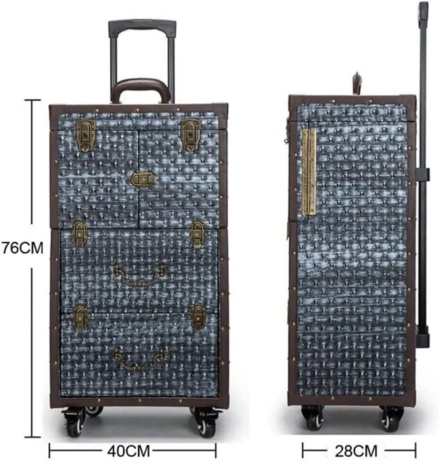 Men's Hairdressing Rolling Luggage Trolley Case Travel Ladies Makeup Travel Case Makeup Beauty Large Capacity Toolbox(D)