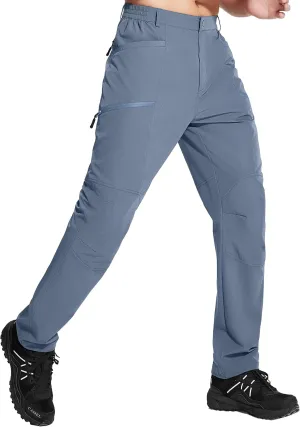 Men's Hiking Pants, Quick Dry Travel Pants Men Lightweight Outdoor Large Pocket Casual Work Pants Water-Resistant
