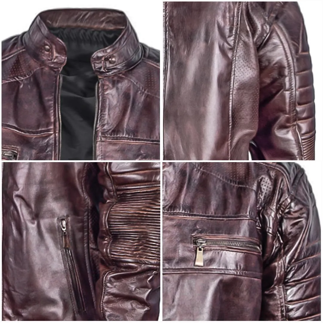 Men's Lambskin Leather Jacket – Classic Leather Bomber Jacket, Stylish Cafe Racer Biker Outerwear for Men