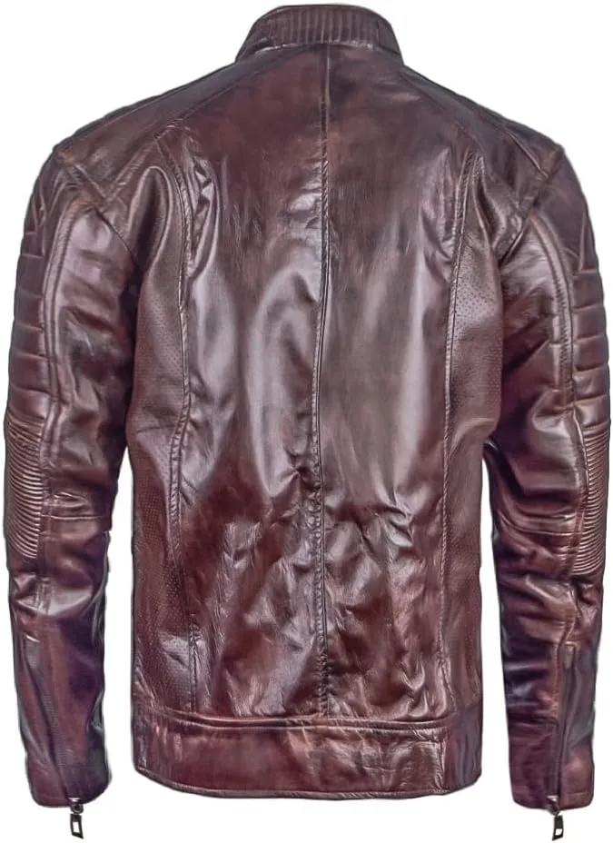 Men's Lambskin Leather Jacket – Classic Leather Bomber Jacket, Stylish Cafe Racer Biker Outerwear for Men