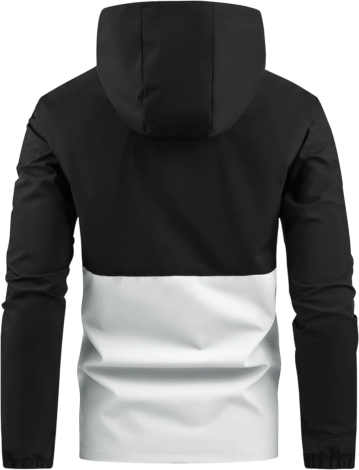 Men's Lightweight Waterproof Two Tone Zip Up Hooded Jacket Outdoor Shell Jacket for Hiking Travel