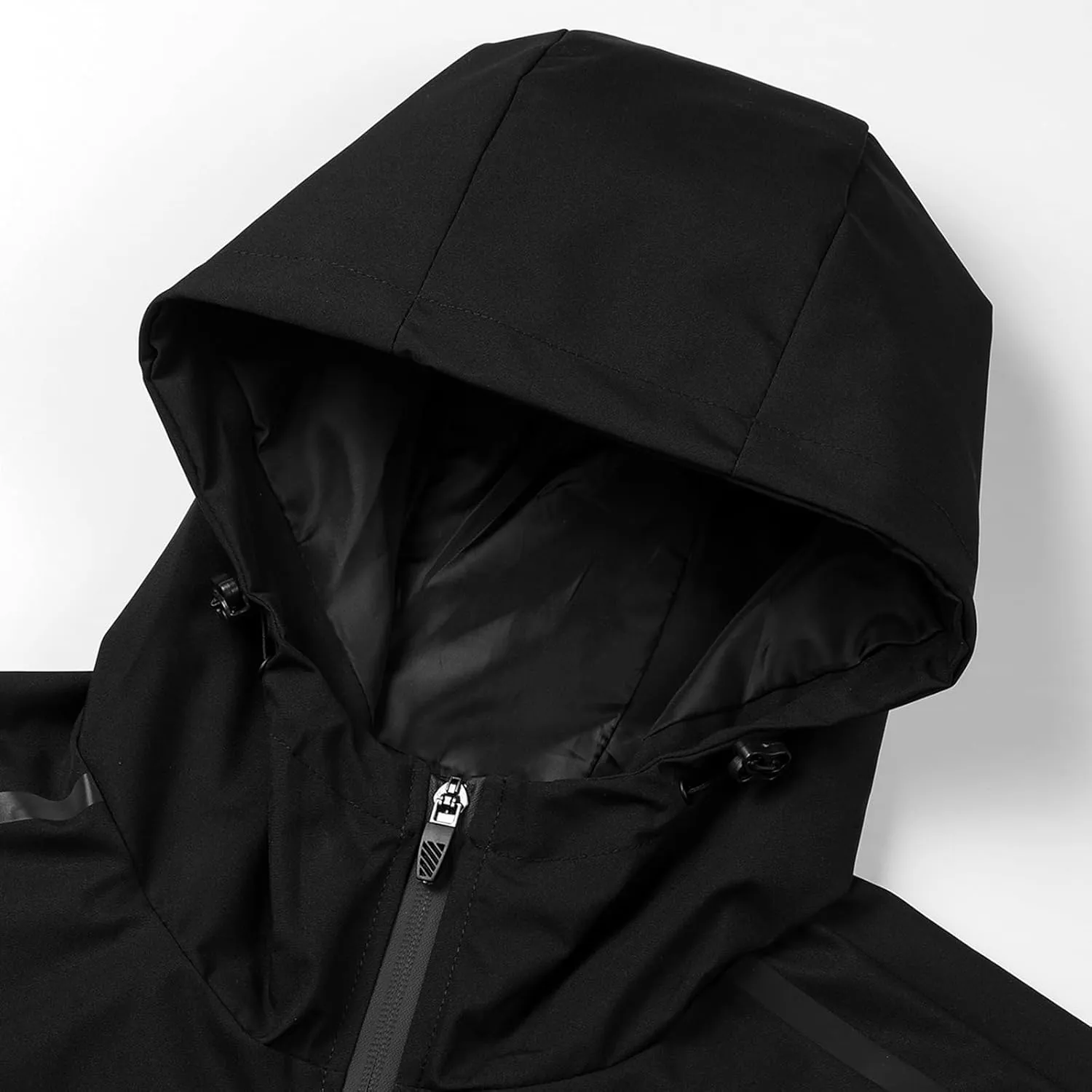 Men's Lightweight Waterproof Two Tone Zip Up Hooded Jacket Outdoor Shell Jacket for Hiking Travel