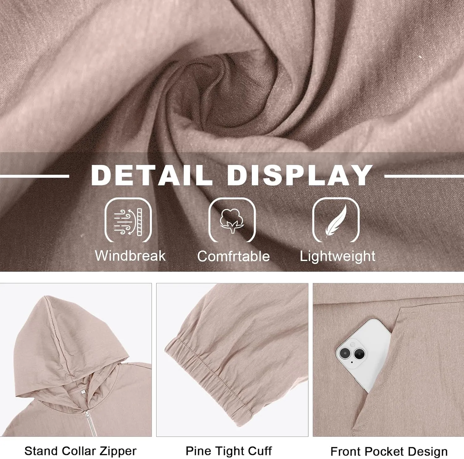 Men's Quarter Zip Sweatshirts Track Jackets Windbreaker Casual Pullover Lightweight Pockets Cycling Golf for Men With Hood