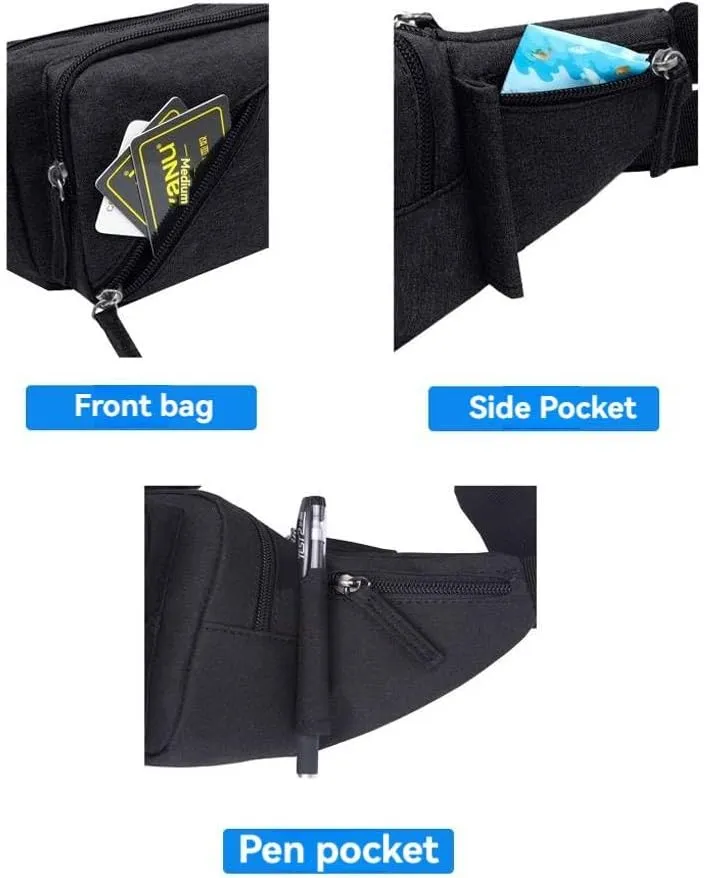 Men's Waist Bag With Water Kettle Rack Multi-Purpose Lure Crossbody Bag Satchel Hiking Phone Holder Chest Bag (black)