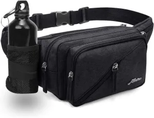 Men's Waist Bag With Water Kettle Rack Multi-Purpose Lure Crossbody Bag Satchel Hiking Phone Holder Chest Bag (black)